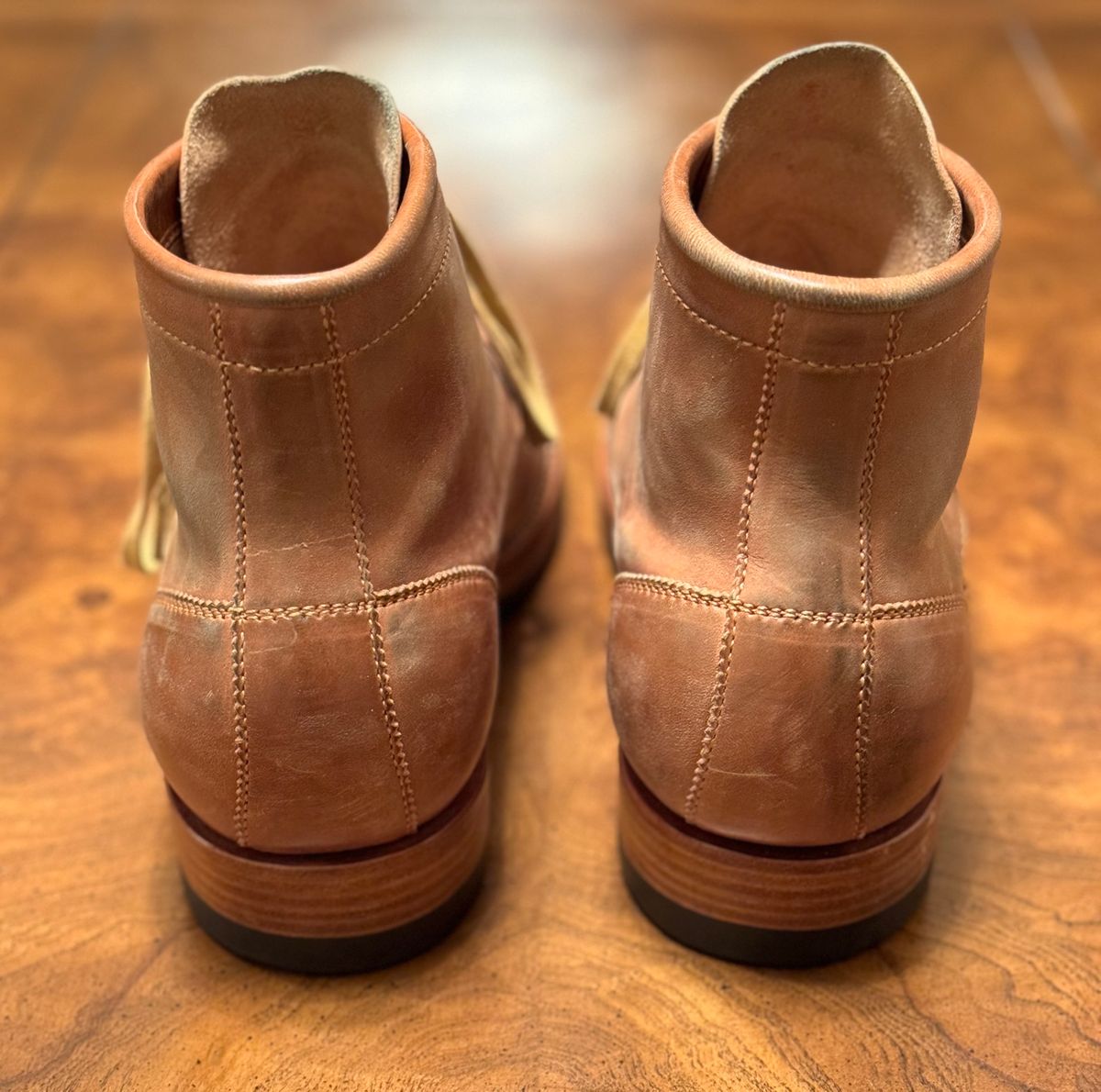 Photo by stook1 on February 6, 2024 of the Flame Panda Brogue Cap Toe Service Boot in Maryam Natural Horsebutt.