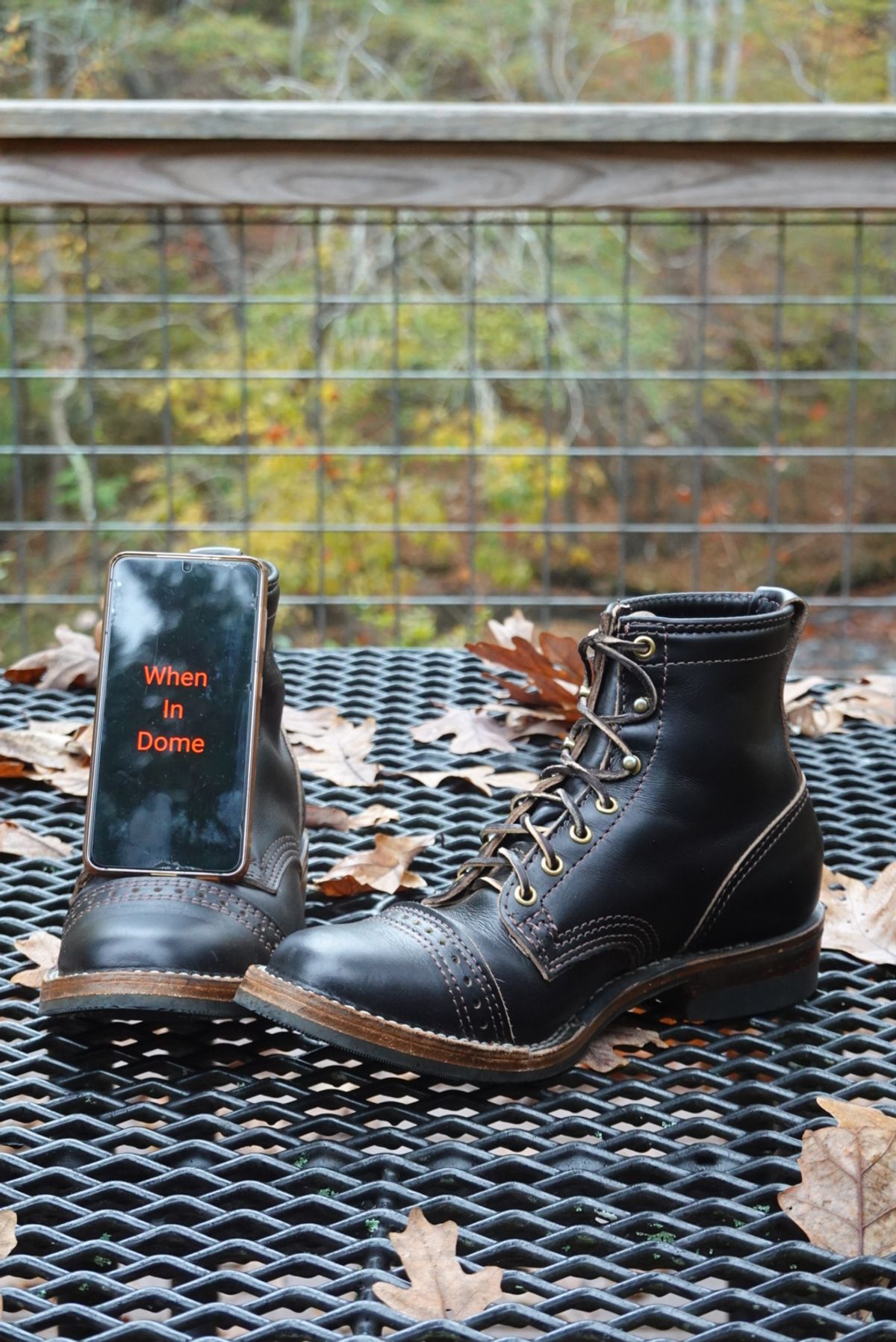 Photo by gertrudes_cat on November 3, 2024 of the Wesco x S&S Axe Breaker in Maryam Black Horsehide.