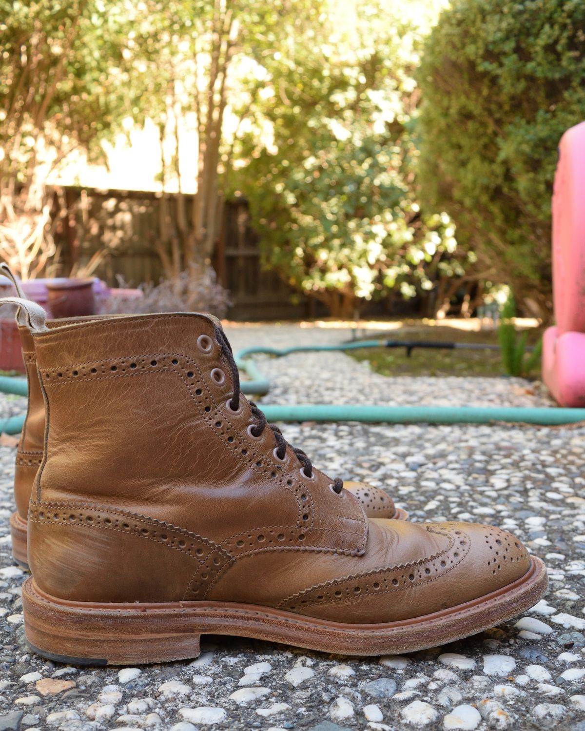 Photo by madeofbirds on November 3, 2024 of the Tricker's Stow Country Boot in Horween Natural Chromexcel.