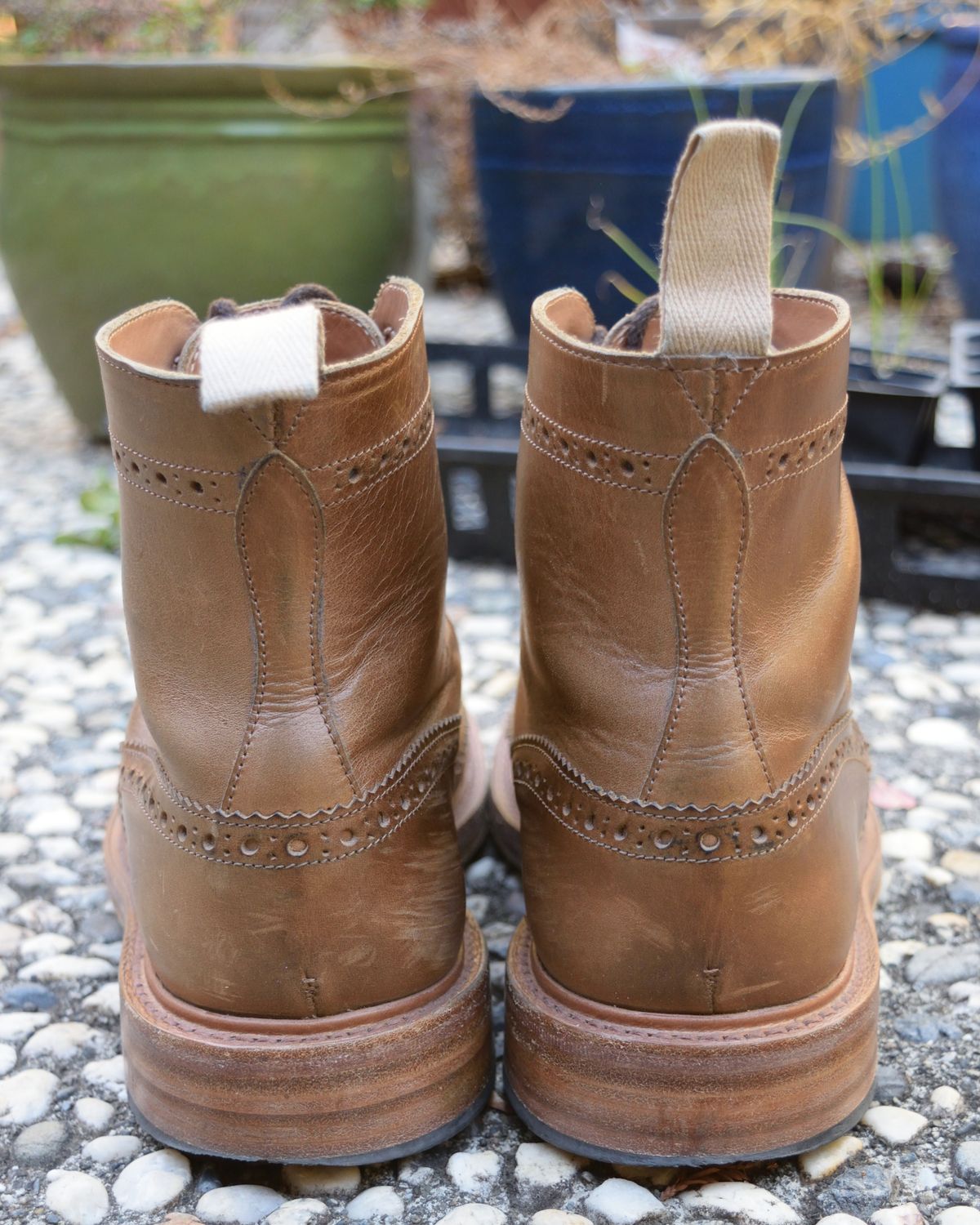 Photo by madeofbirds on November 3, 2024 of the Tricker's Stow Country Boot in Horween Natural Chromexcel.