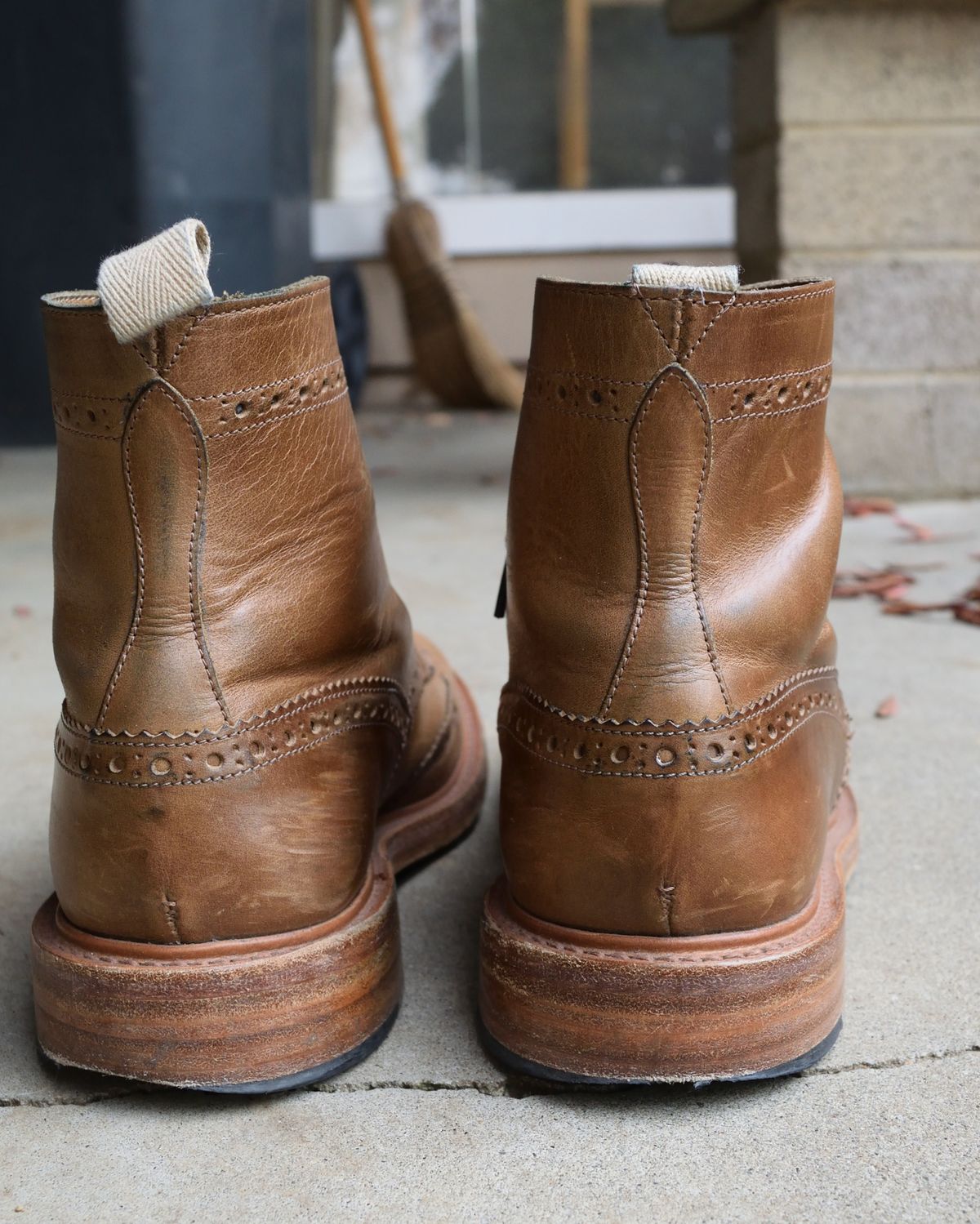 Photo by madeofbirds on December 5, 2024 of the Tricker's Stow Country Boot in Horween Natural Chromexcel.