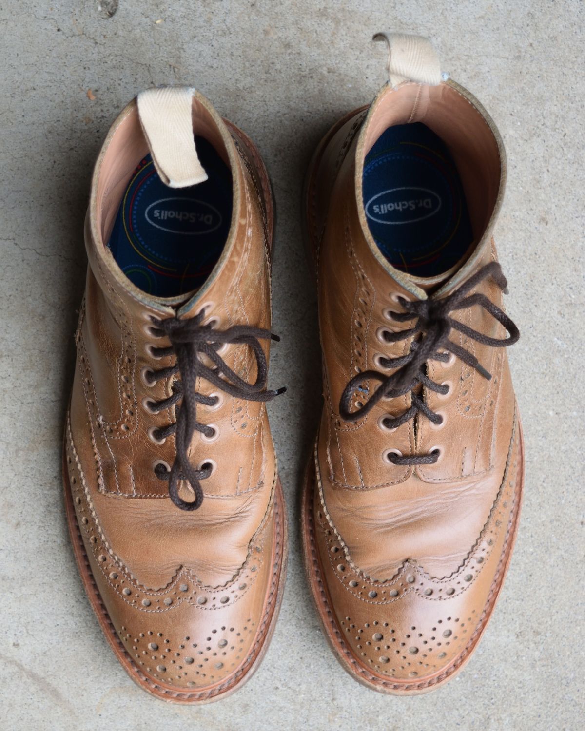 Photo by madeofbirds on December 5, 2024 of the Tricker's Stow Country Boot in Horween Natural Chromexcel.