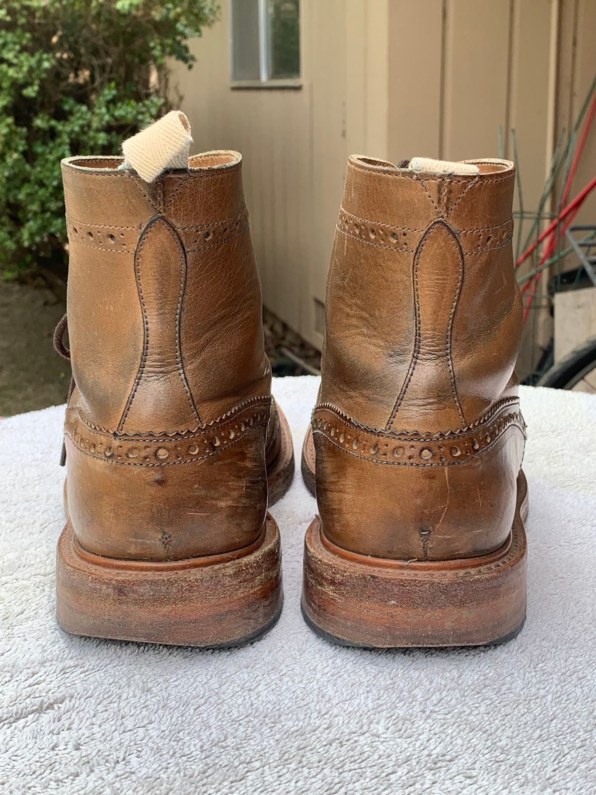 Photo by madeofbirds on March 2, 2025 of the Tricker's Stow Country Boot in Horween Natural Chromexcel.