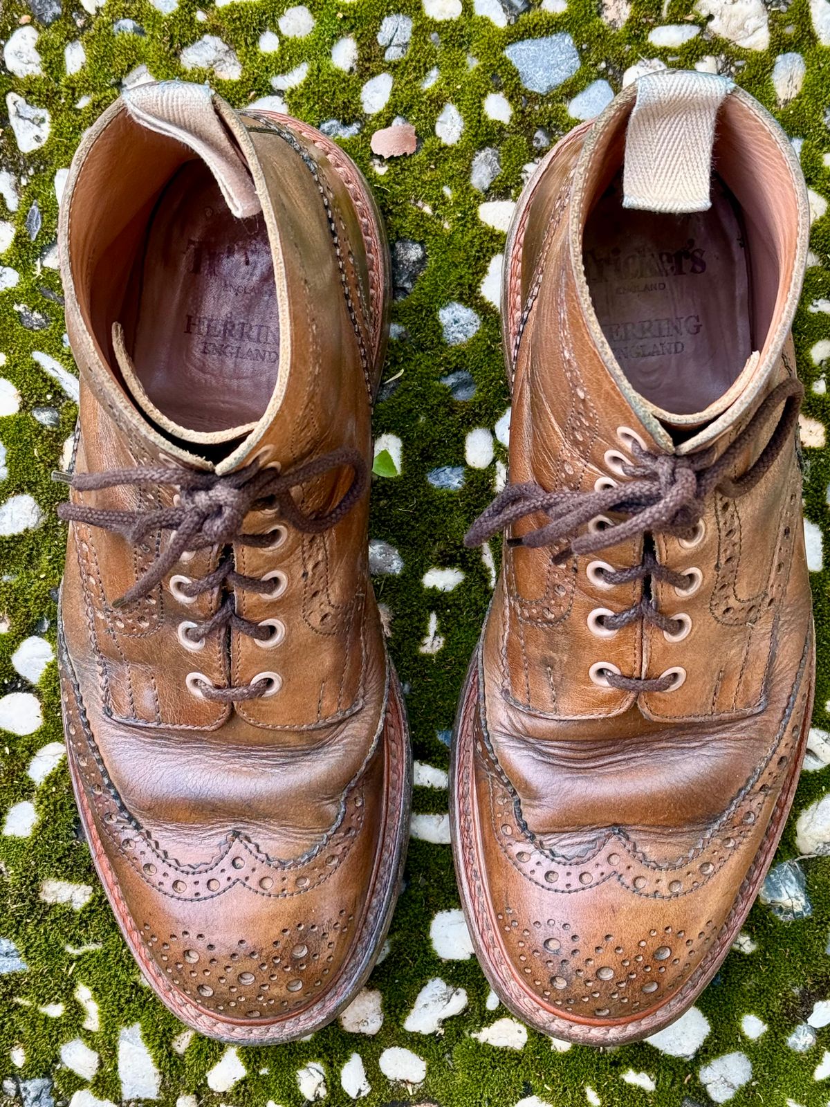 Photo by madeofbirds on March 31, 2025 of the Tricker's Stow Country Boot in Horween Natural Chromexcel.
