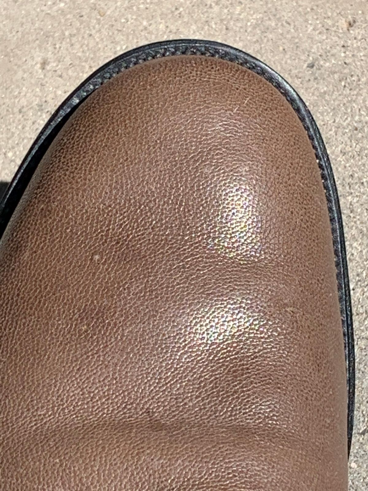 Photo by madeofbirds on October 1, 2022 of the Viberg Service Boot in Maryam Brown Washed Camel.