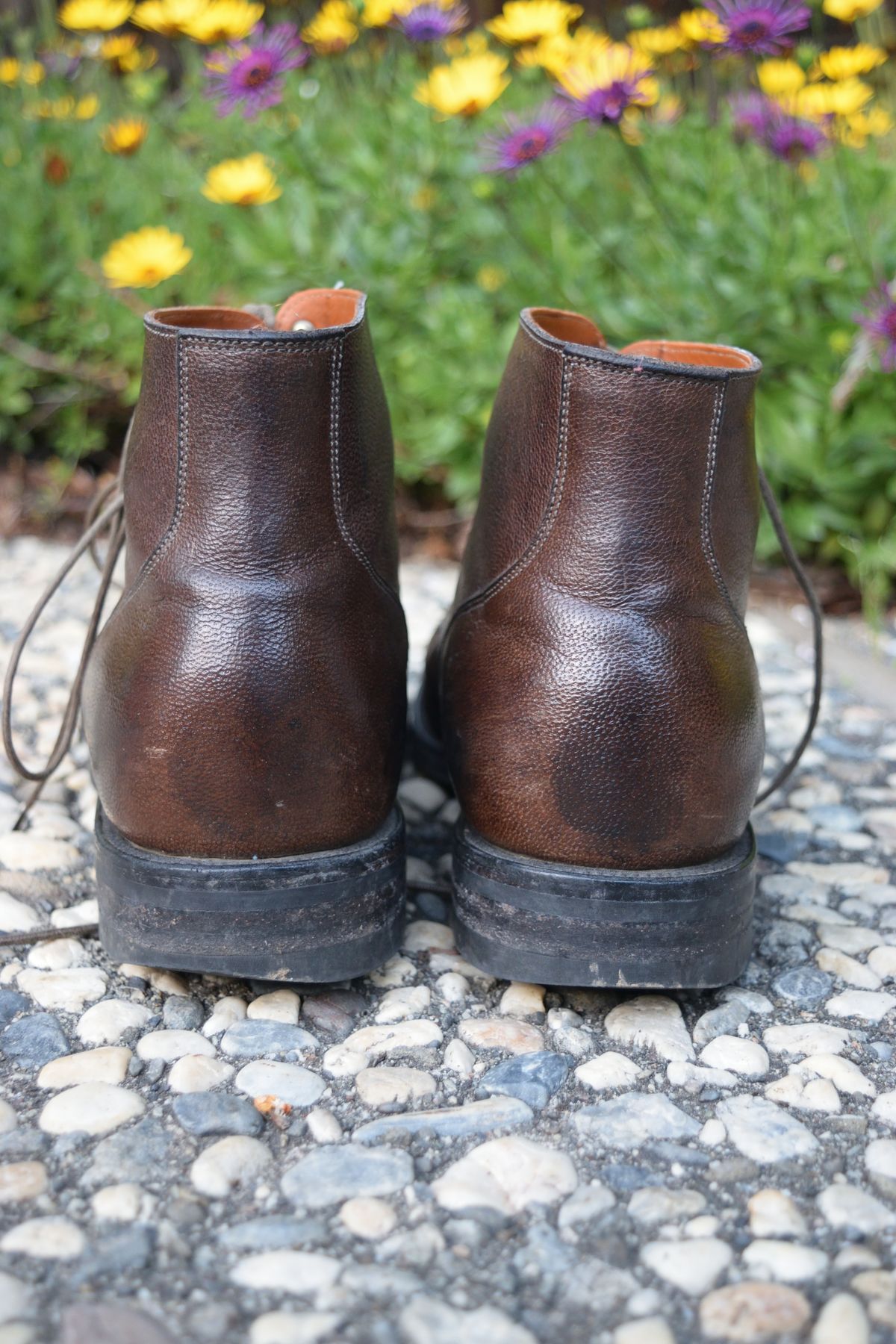 Photo by madeofbirds on April 2, 2023 of the Viberg Service Boot in Maryam Brown Washed Camel.