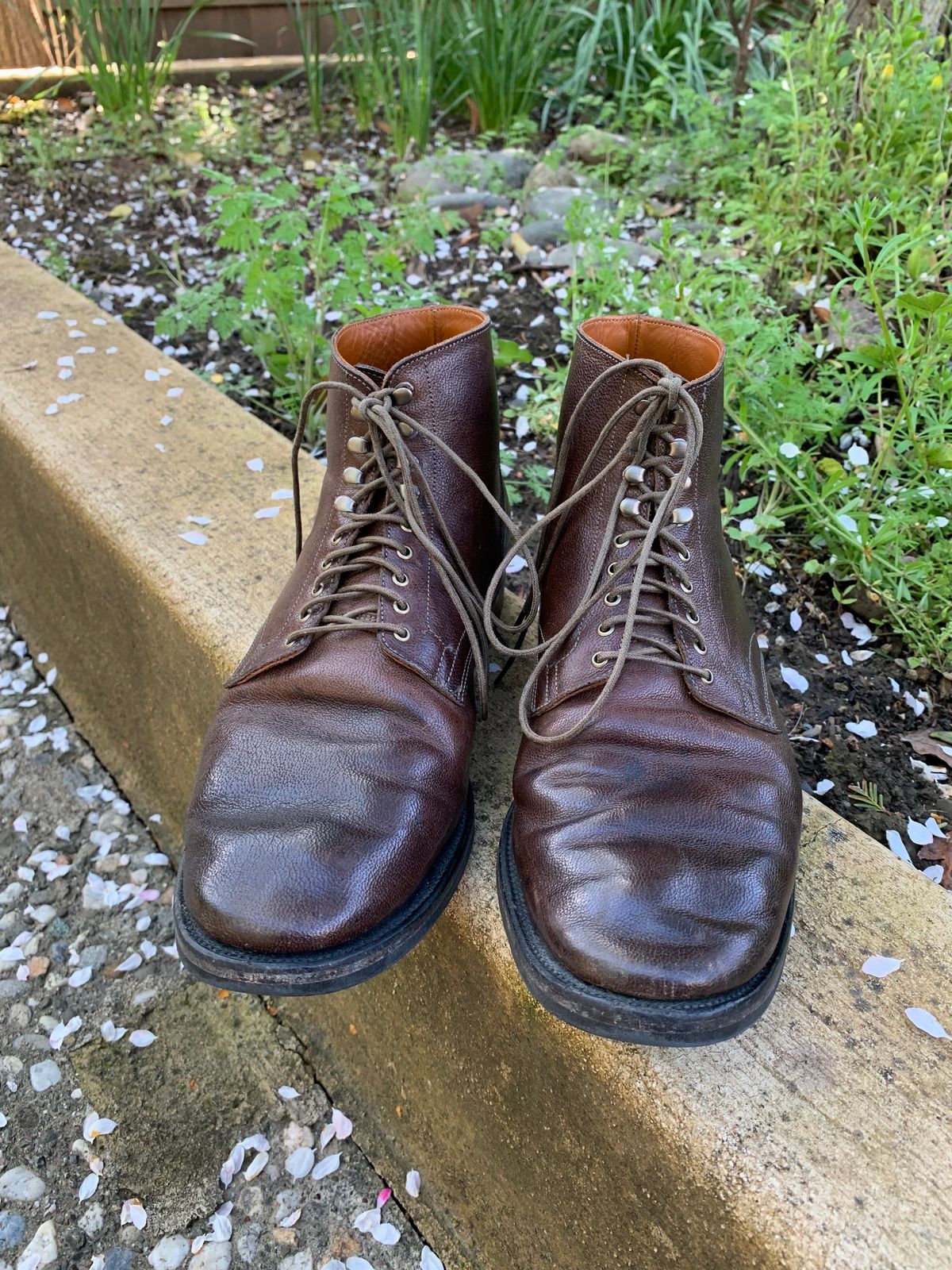 Photo by madeofbirds on April 2, 2023 of the Viberg Service Boot in Maryam Brown Washed Camel.