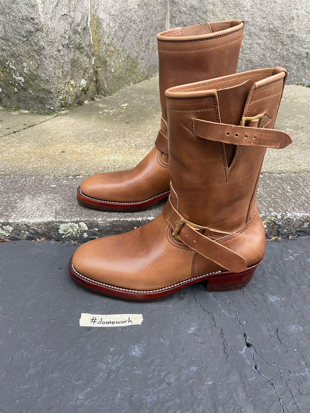 Photo by akindatallboy on October 1, 2022 of the Benzein The Keeper 'Type 2' Engineer Boot in Horween Natural Chromexcel.