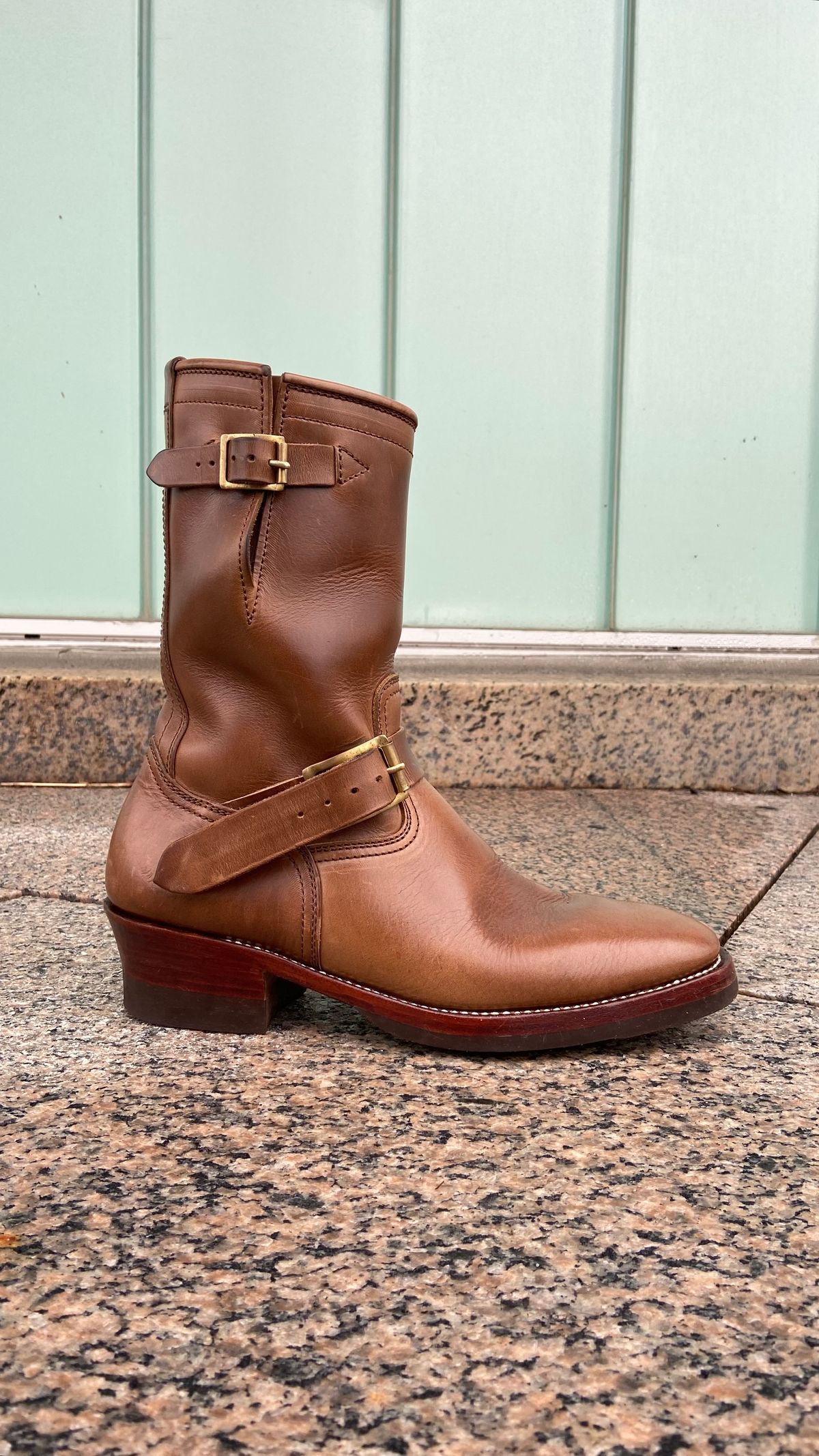 Photo by akindatallboy on January 4, 2023 of the Benzein The Keeper 'Type 2' Engineer Boot in Horween Natural Chromexcel.