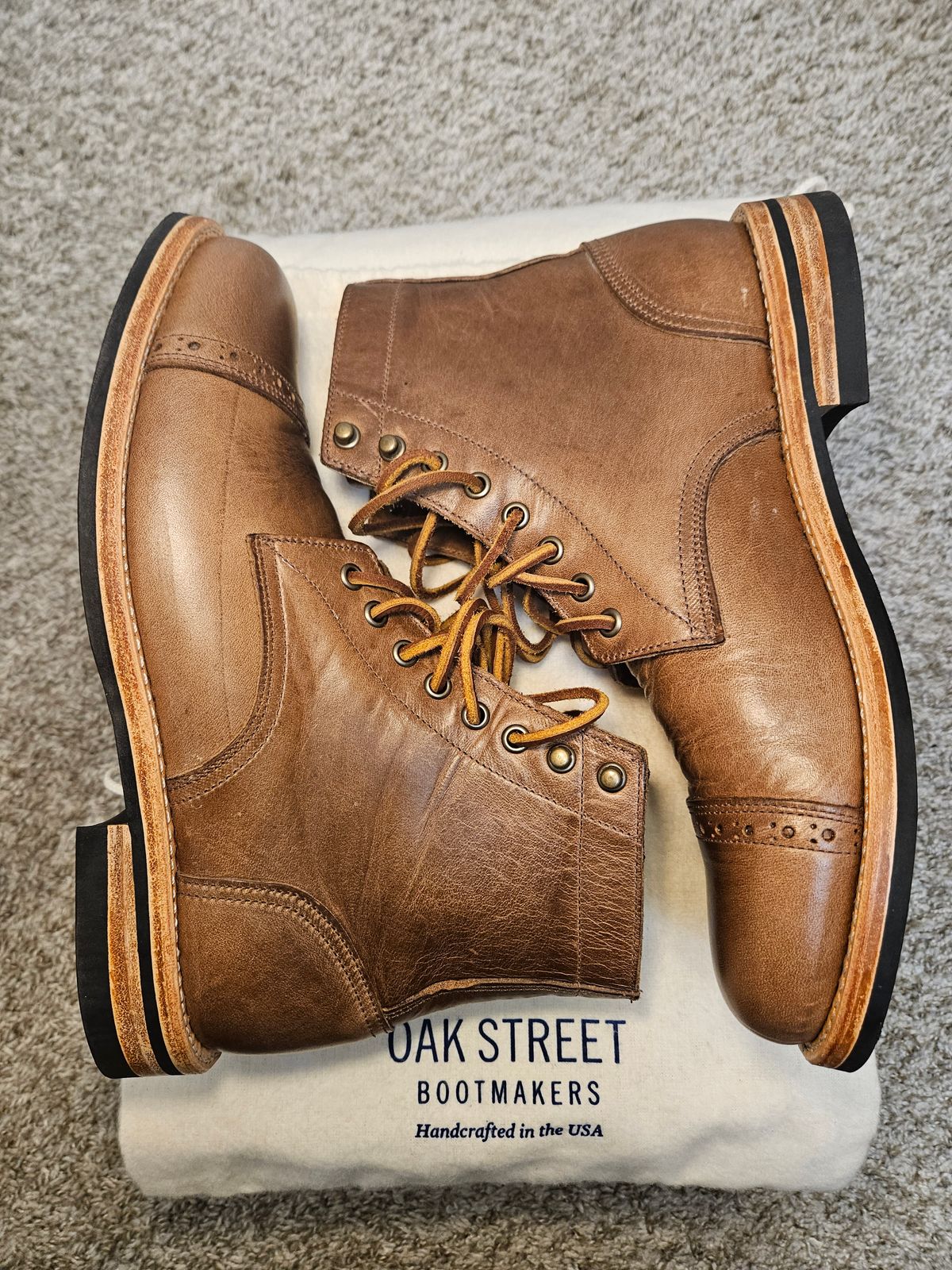 Photo by DarthCalamitus on October 1, 2023 of the Oak Street Bootmakers Trench Boot in Horween Natural Chromexcel.