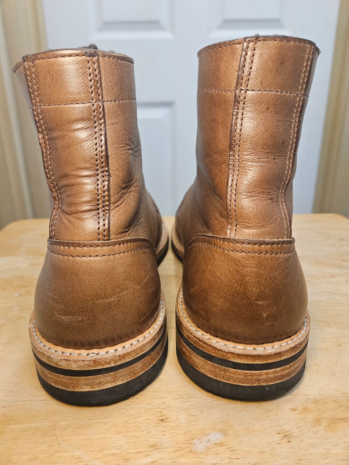Photo by DarthCalamitus on November 1, 2023 of the Oak Street Bootmakers Trench Boot in Horween Natural Chromexcel.