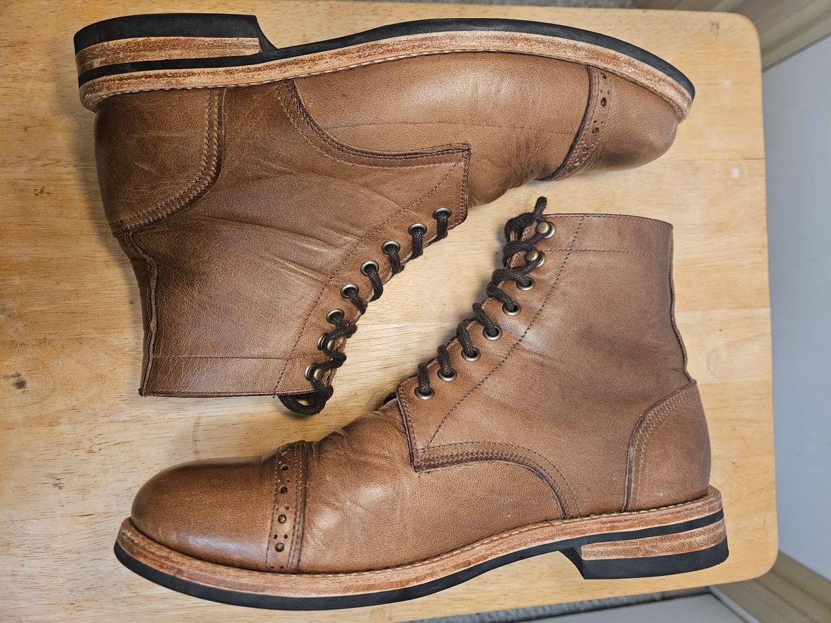 Photo by DarthCalamitus on November 1, 2023 of the Oak Street Bootmakers Trench Boot in Horween Natural Chromexcel.