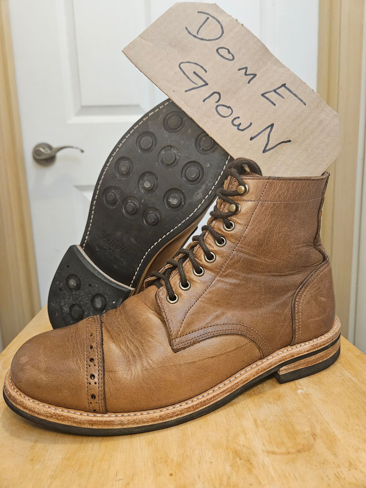 Photo by DarthCalamitus on November 1, 2023 of the Oak Street Bootmakers Trench Boot in Horween Natural Chromexcel.