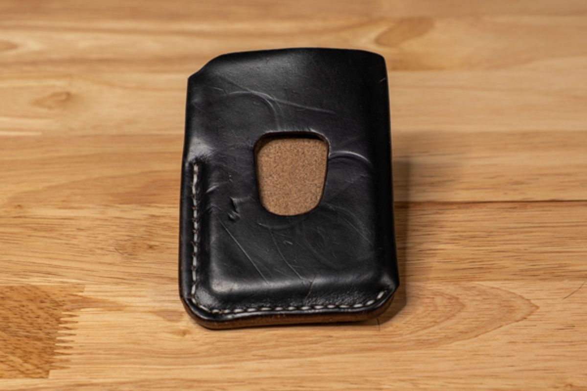 Photo by sawdustandstitch on November 6, 2025 of the Self-Made Wallet in Horween Chromexcel Black Milled.