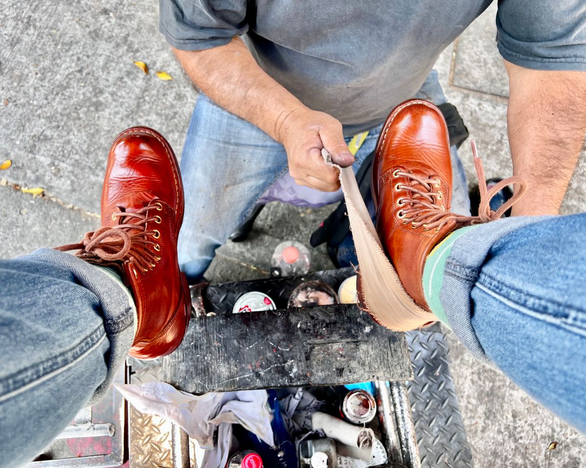Photo by sawdustandstitch on April 5, 2024 of the Nicks Becca in Horween Natural Dublin.