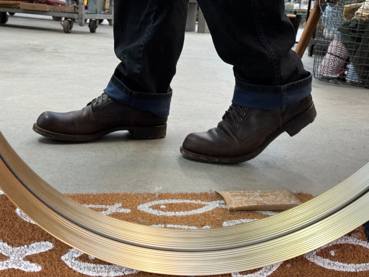 Photo by LewJay on January 15, 2024 of the Viberg Service Boot in C.F. Stead Whiskey Phoenix.