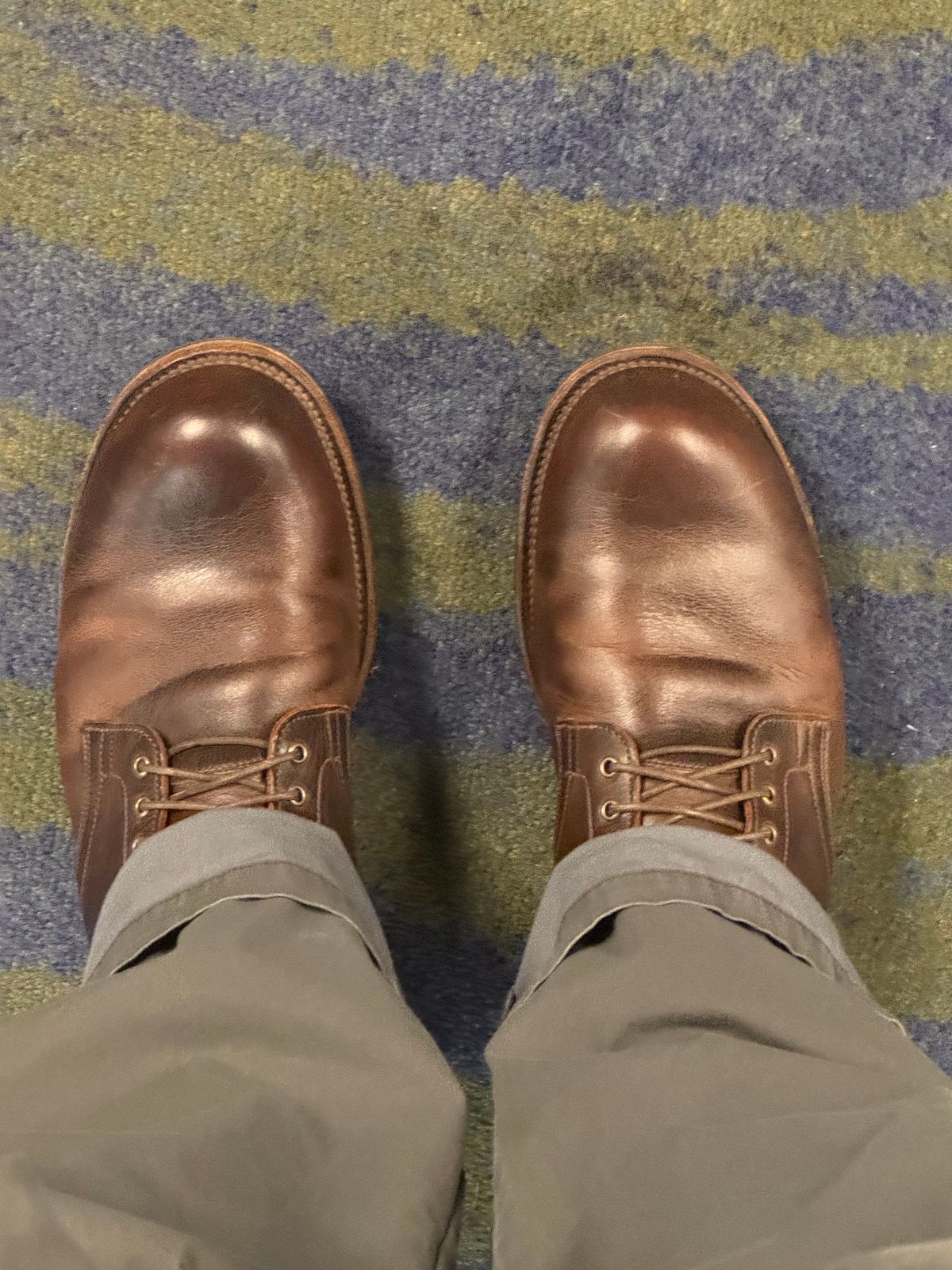 Photo by LewJay on February 6, 2024 of the Viberg Service Boot in C.F. Stead Whiskey Phoenix.