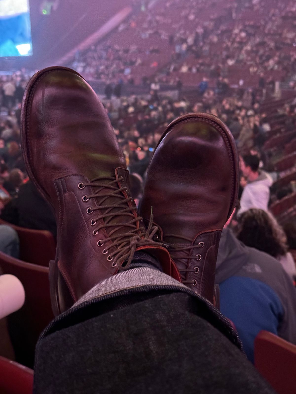 Photo by LewJay on February 9, 2024 of the Viberg Service Boot in C.F. Stead Whiskey Phoenix.