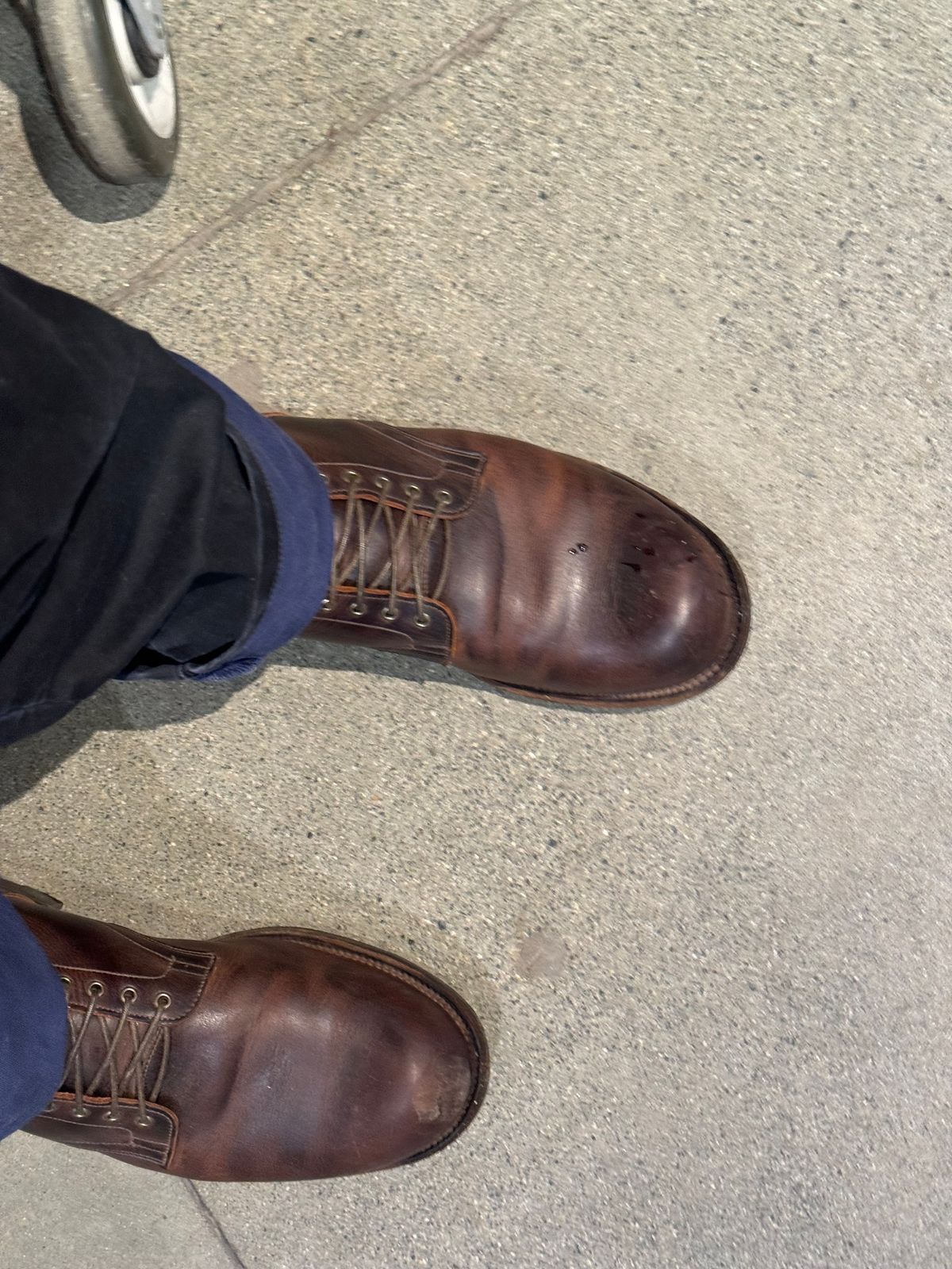 Photo by LewJay on February 29, 2024 of the Viberg Service Boot in C.F. Stead Whiskey Phoenix.