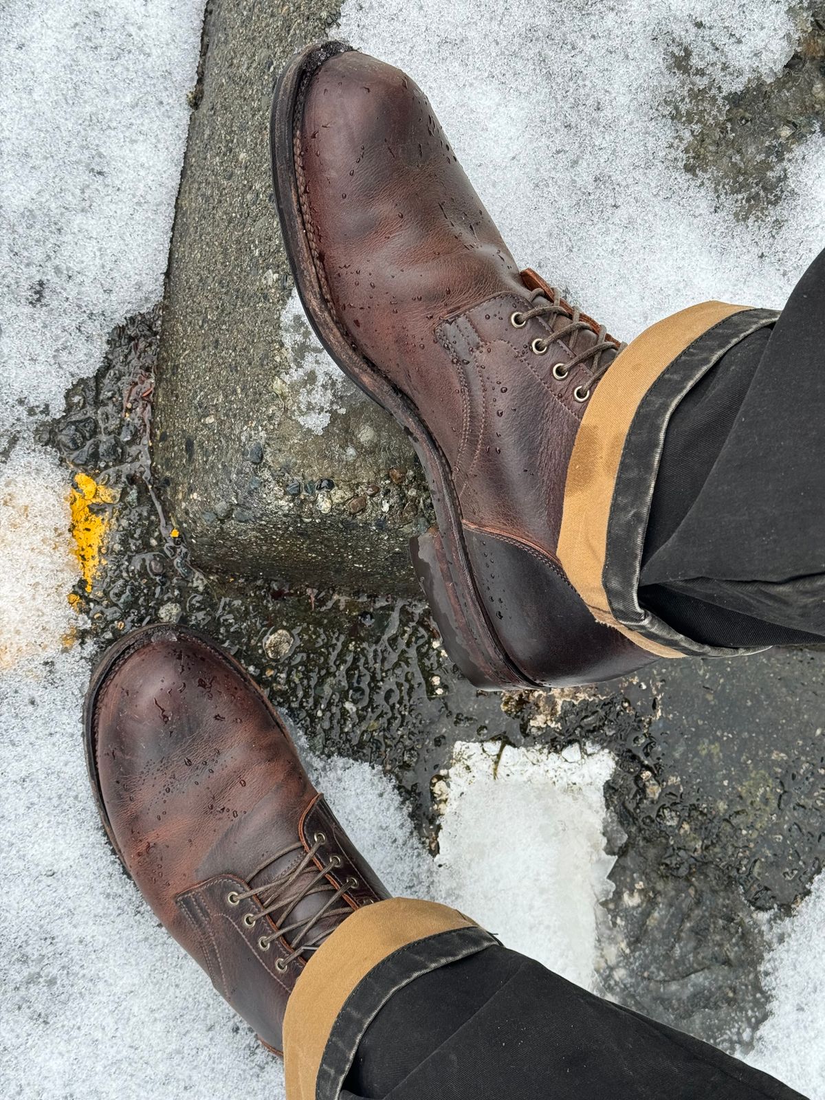 Photo by LewJay on March 2, 2024 of the Viberg Service Boot in C.F. Stead Whiskey Phoenix.