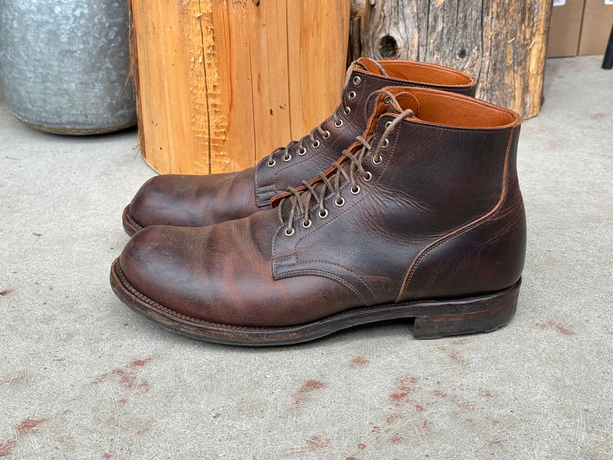Photo by LewJay on March 2, 2024 of the Viberg Service Boot in C.F. Stead Whiskey Phoenix.