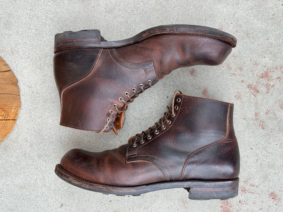 Photo by LewJay on March 2, 2024 of the Viberg Service Boot in C.F. Stead Whiskey Phoenix.