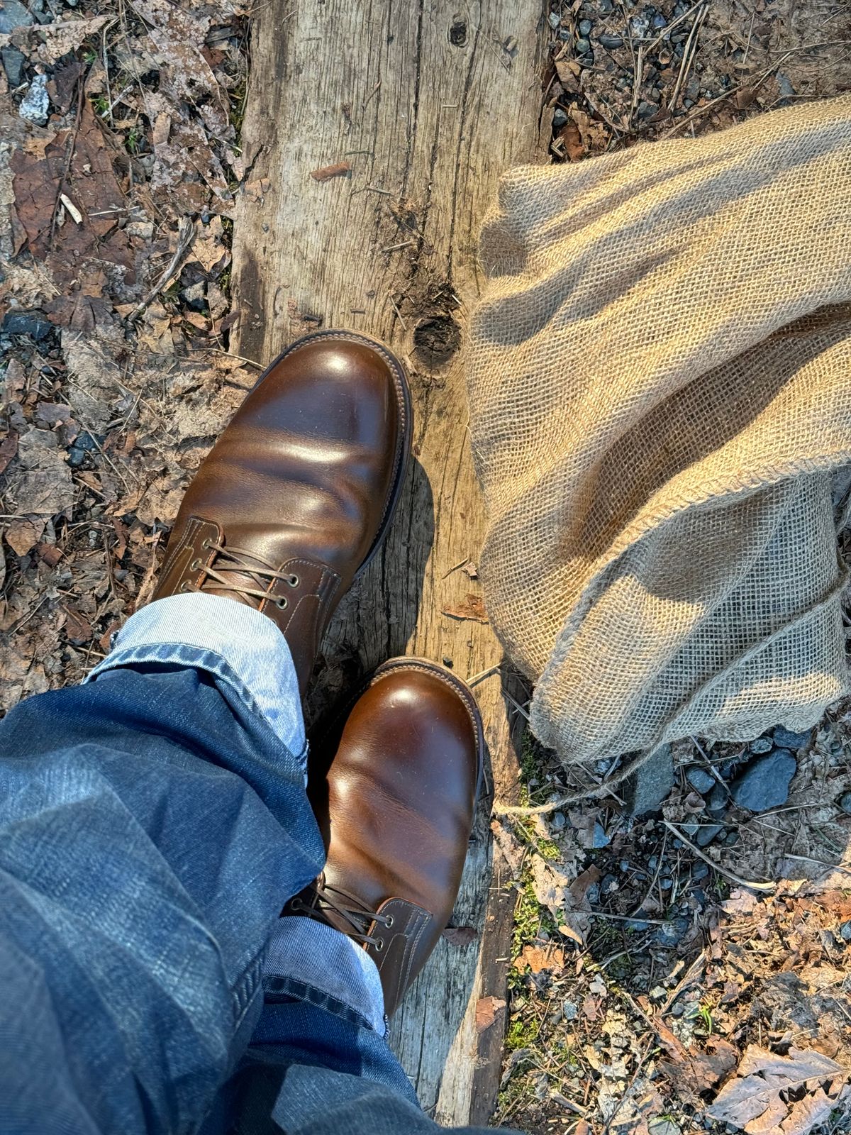 Photo by LewJay on March 17, 2024 of the Viberg Service Boot in C.F. Stead Whiskey Phoenix.