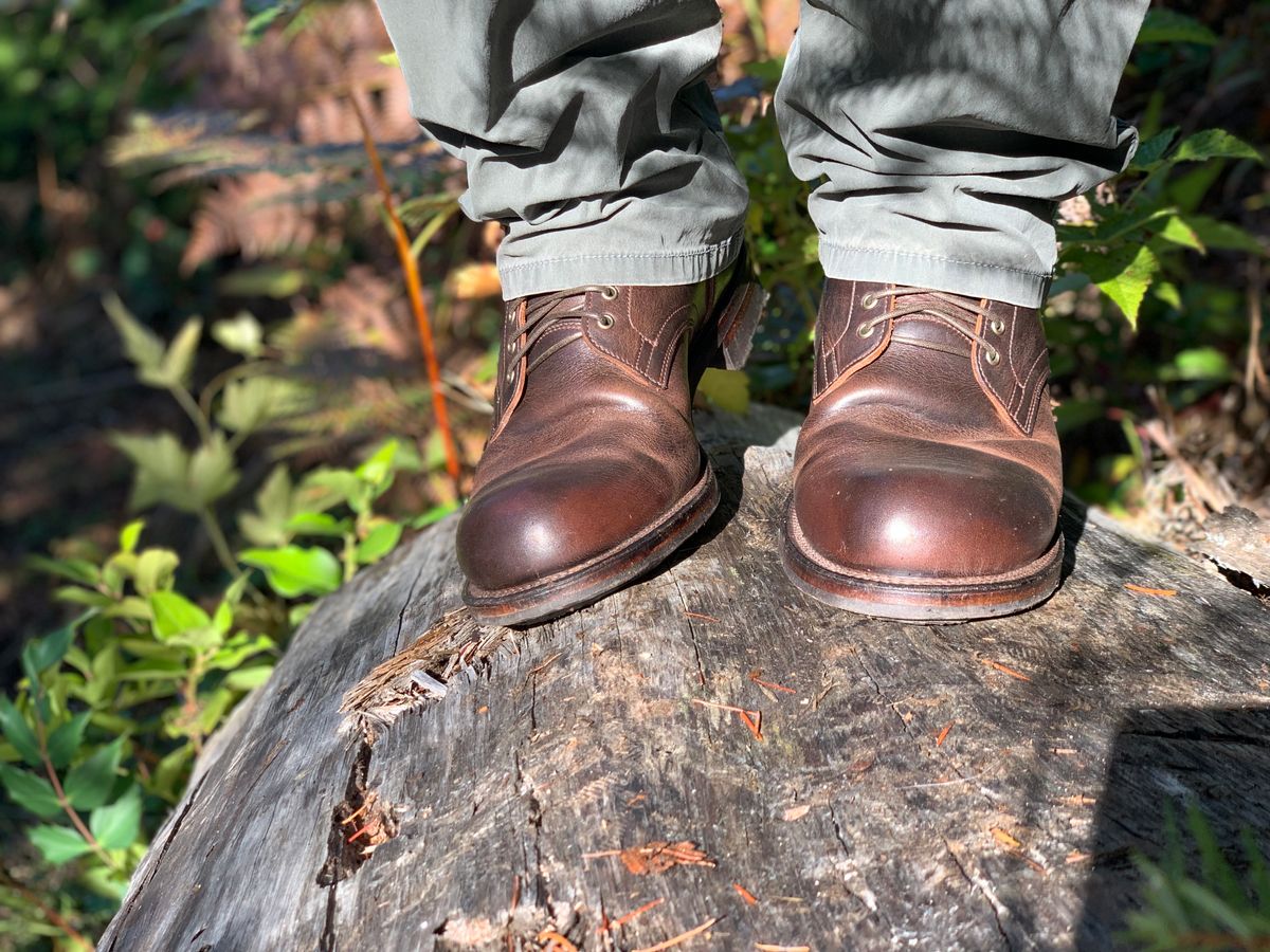Photo by LewJay on October 1, 2023 of the Viberg Service Boot in C.F. Stead Whiskey Phoenix.