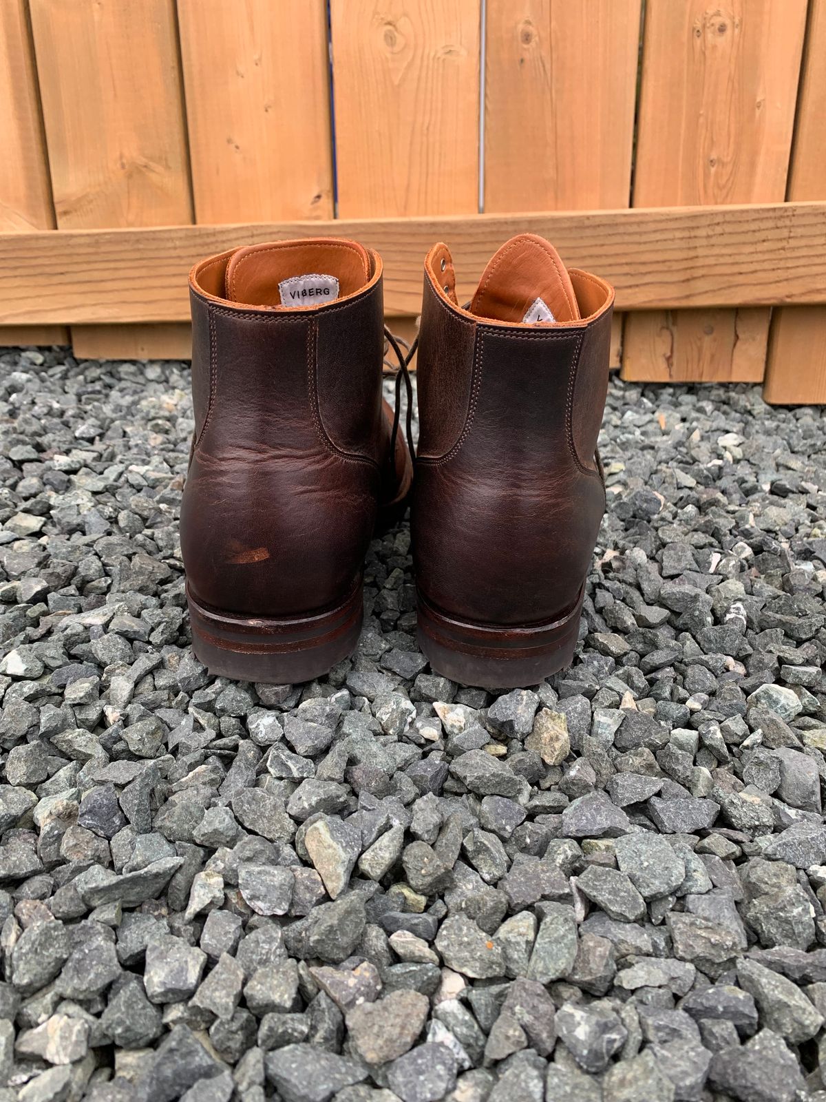 Photo by LewJay on November 3, 2023 of the Viberg Service Boot in C.F. Stead Whiskey Phoenix.
