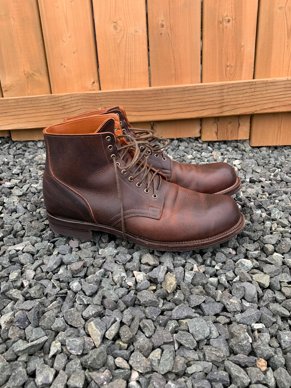 Photo by LewJay on November 3, 2023 of the Viberg Service Boot in C.F. Stead Whiskey Phoenix.