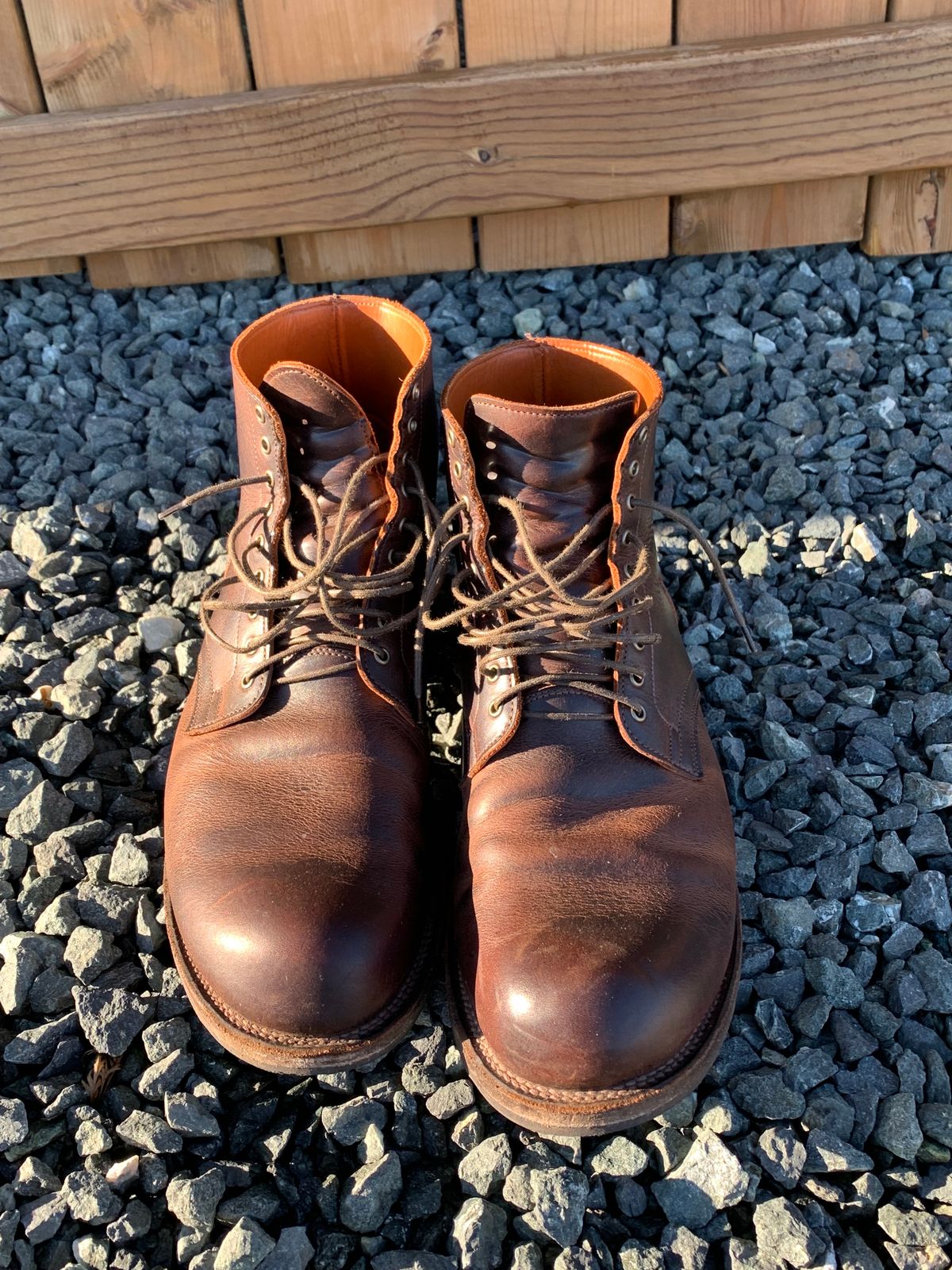 Photo by LewJay on December 2, 2023 of the Viberg Service Boot in C.F. Stead Whiskey Phoenix.
