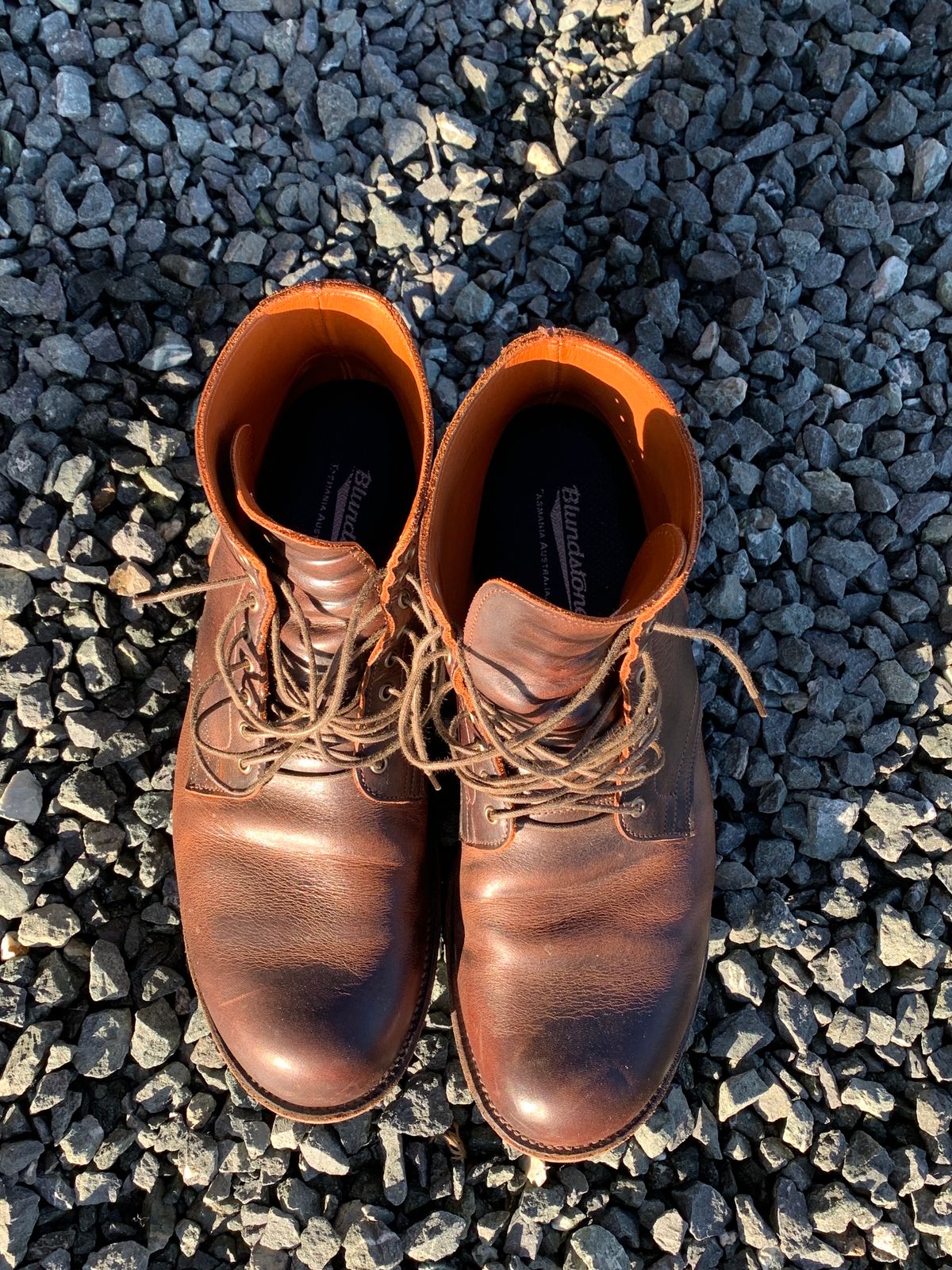 Photo by LewJay on December 2, 2023 of the Viberg Service Boot in C.F. Stead Whiskey Phoenix.