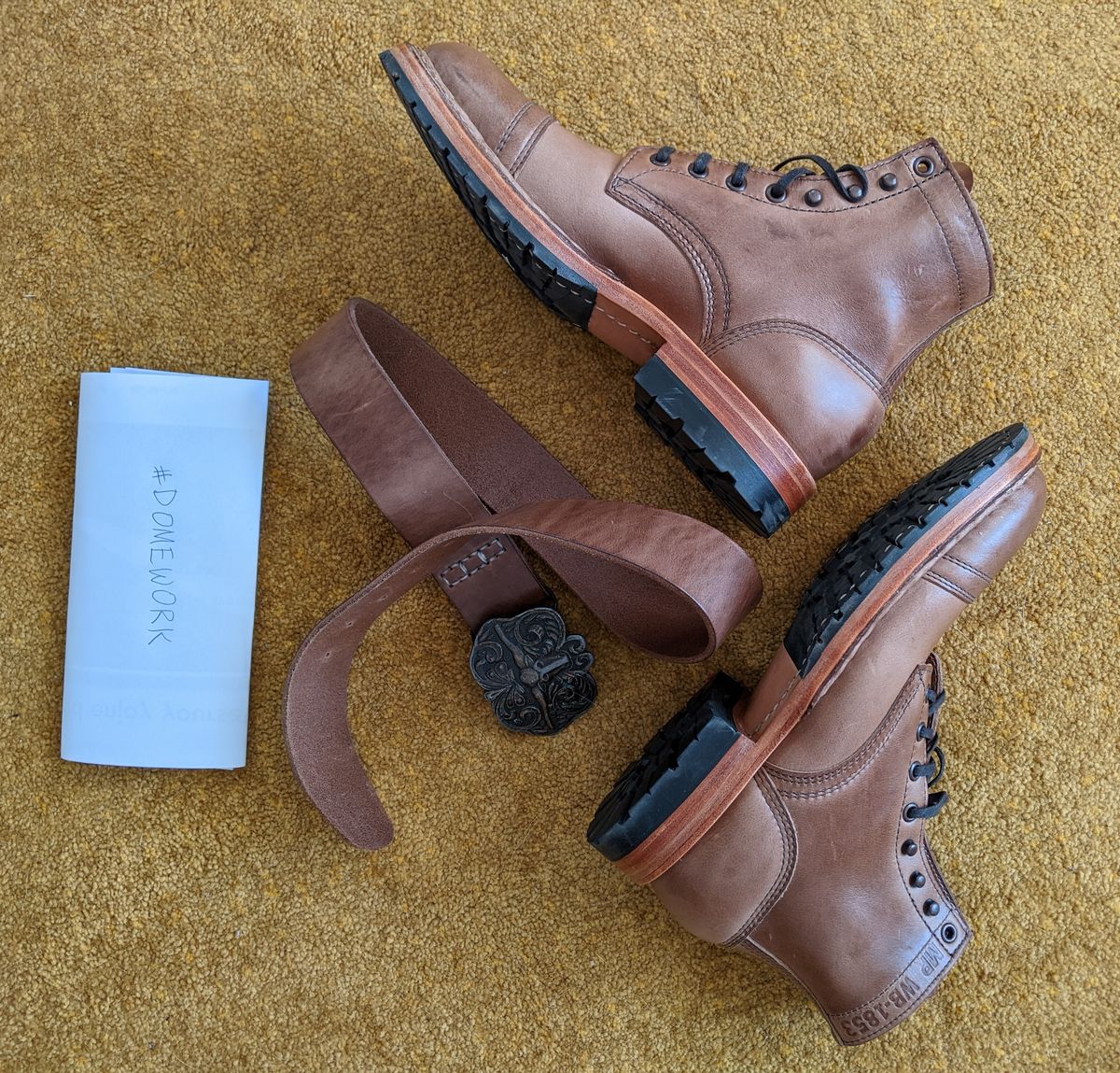 Photo by perfectpatina on October 1, 2022 of the White's MP-Sherman Toe Cap in Horween Natural Chromexcel.