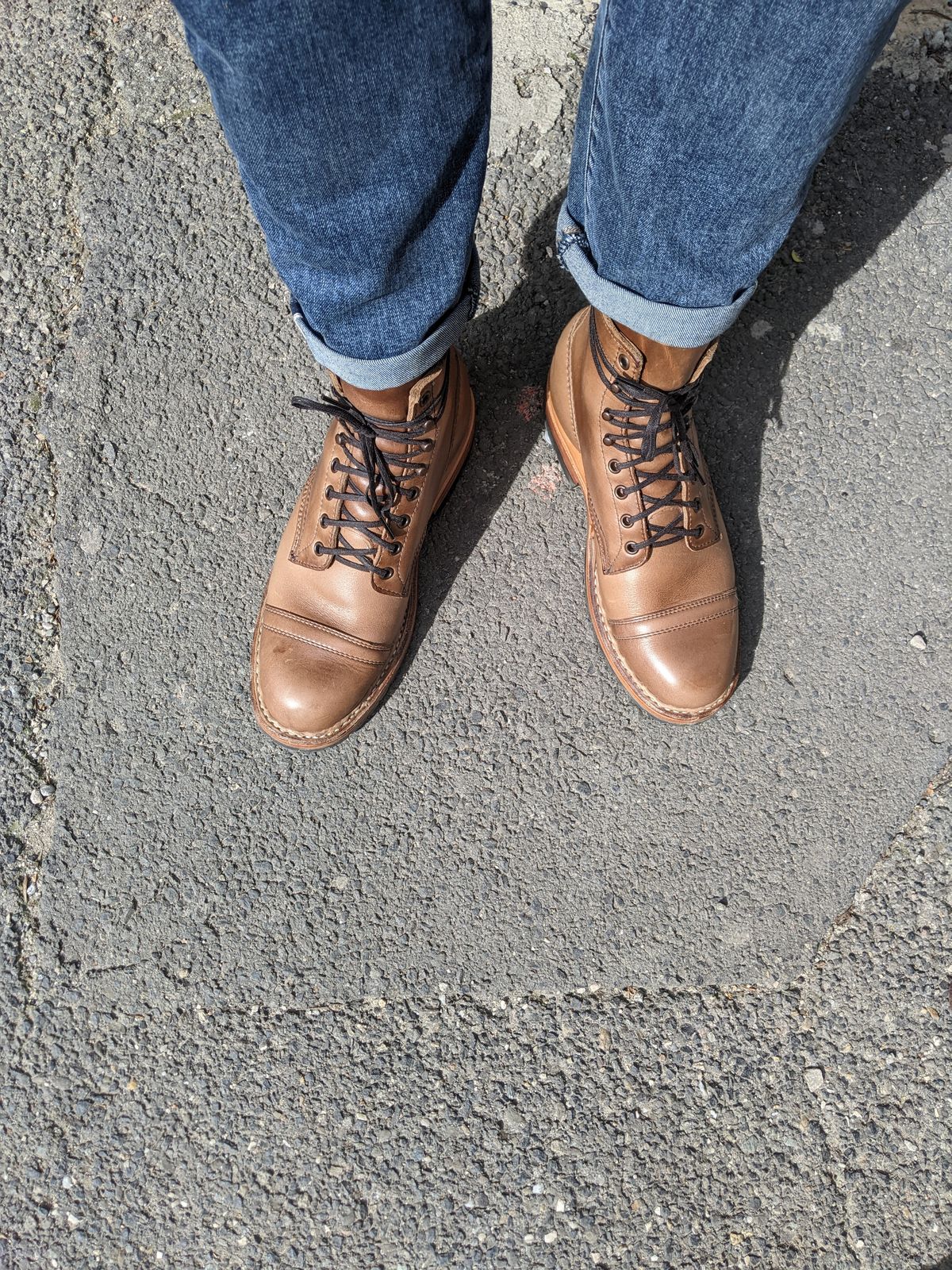 Photo by perfectpatina on October 1, 2022 of the White's MP-Sherman Toe Cap in Horween Natural Chromexcel.