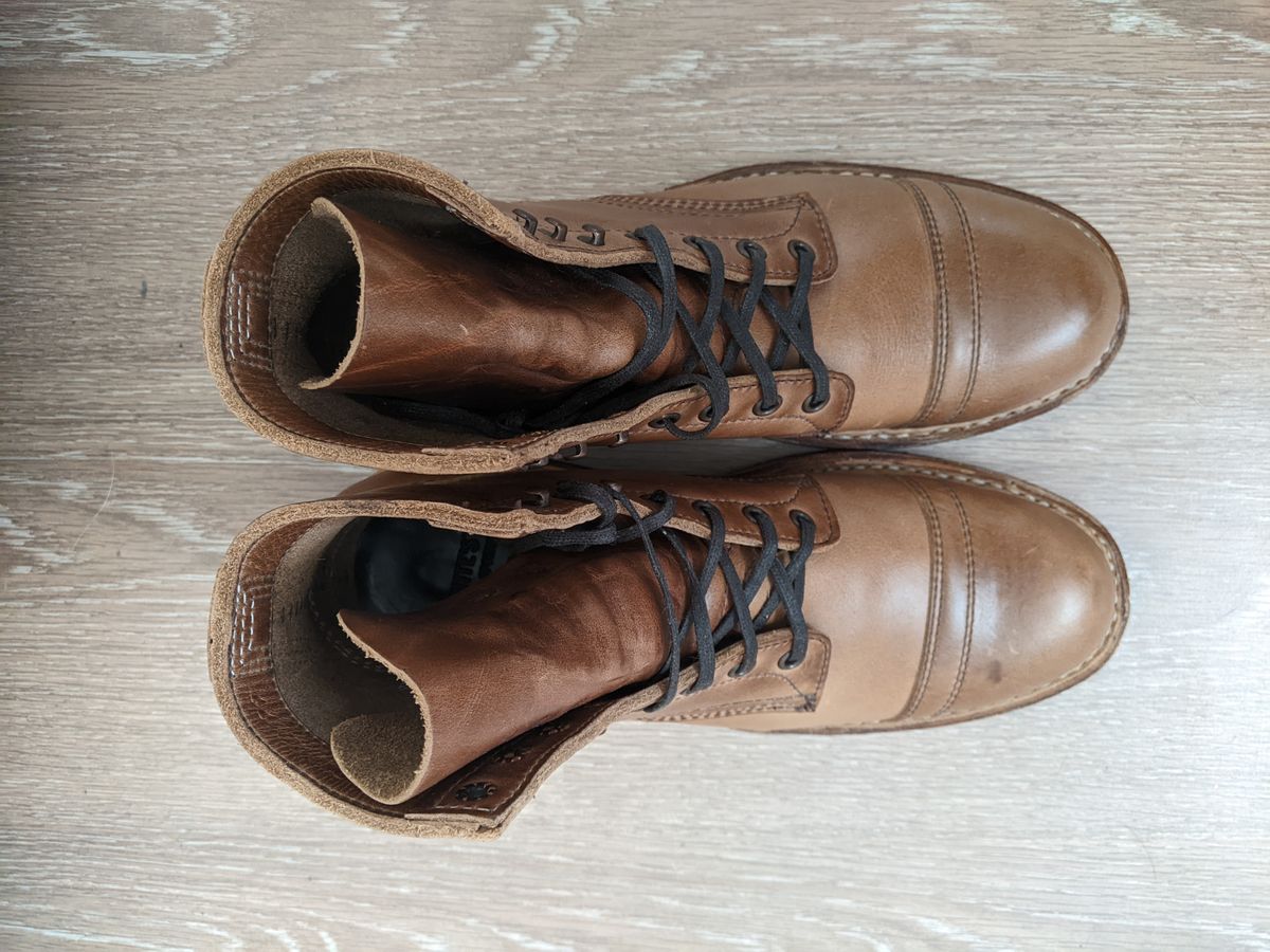 Photo by perfectpatina on October 1, 2022 of the White's MP-Sherman Toe Cap in Horween Natural Chromexcel.