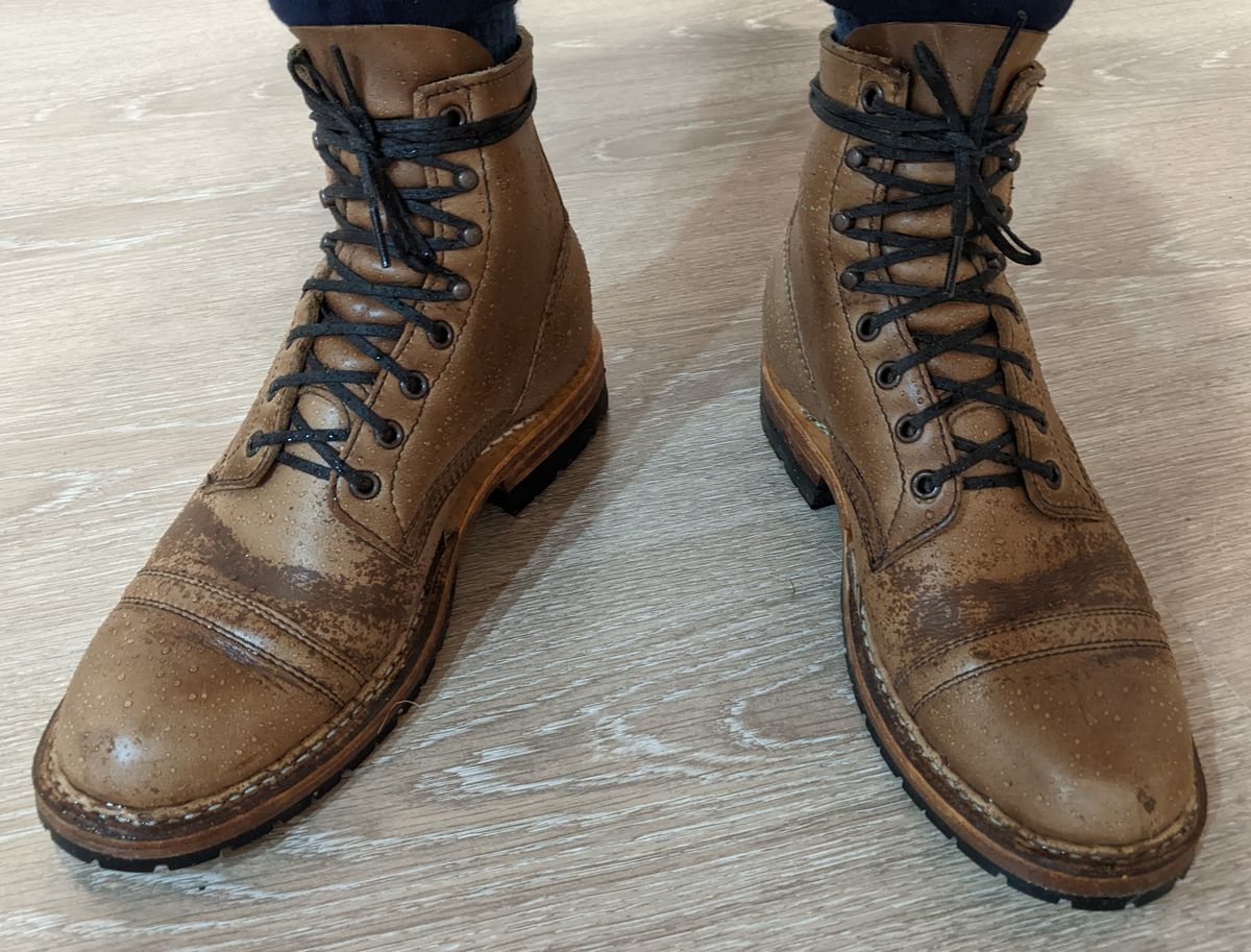 Photo by perfectpatina on October 4, 2022 of the White's MP-Sherman Toe Cap in Horween Natural Chromexcel.