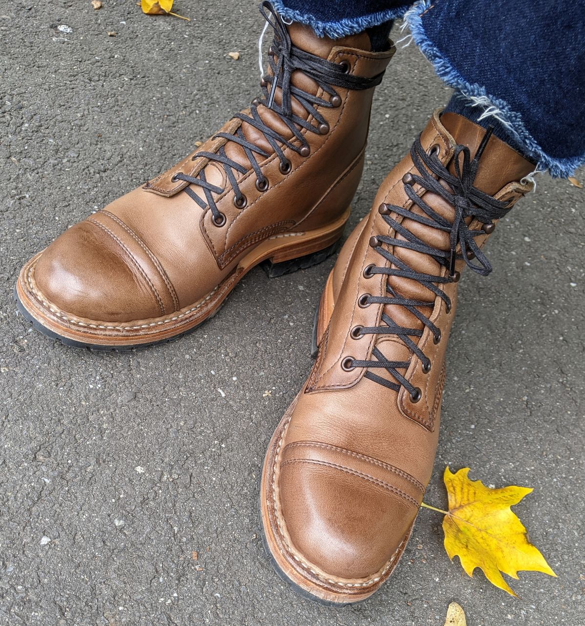 Photo by perfectpatina on October 7, 2022 of the White's MP-Sherman Toe Cap in Horween Natural Chromexcel.