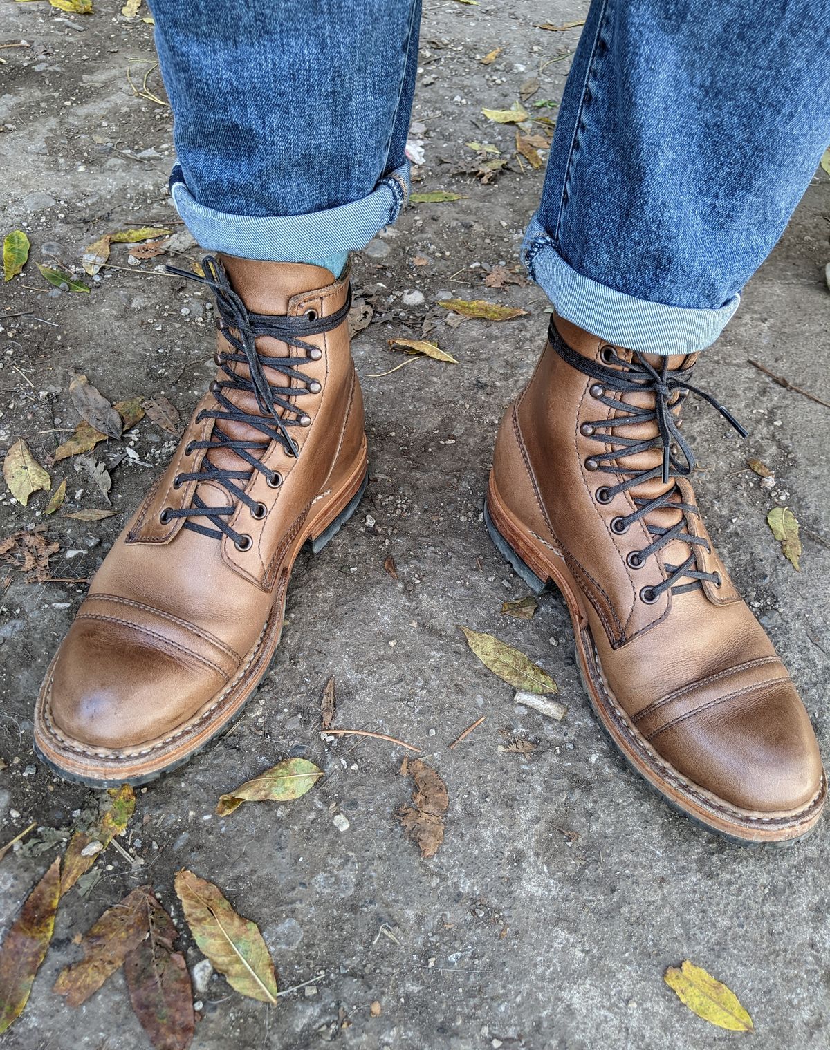 Photo by perfectpatina on October 8, 2022 of the White's MP-Sherman Toe Cap in Horween Natural Chromexcel.