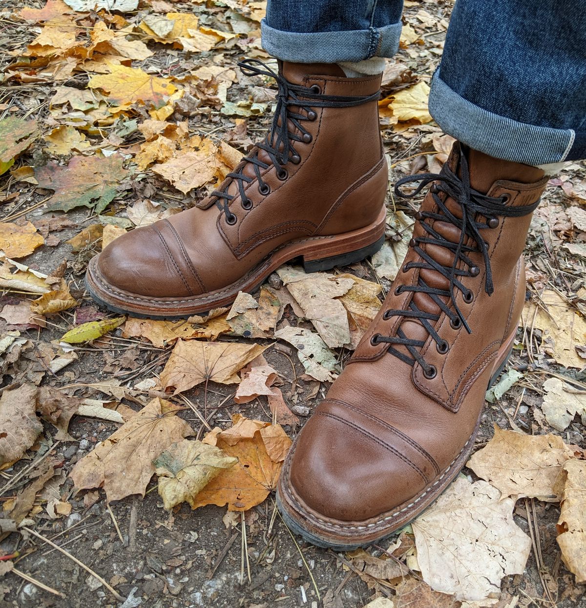 Photo by perfectpatina on October 28, 2022 of the White's MP-Sherman Toe Cap in Horween Natural Chromexcel.