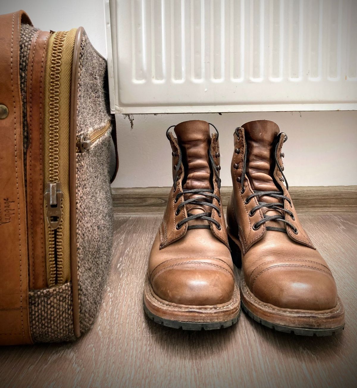 Photo by perfectpatina on October 31, 2022 of the White's MP-Sherman Toe Cap in Horween Natural Chromexcel.