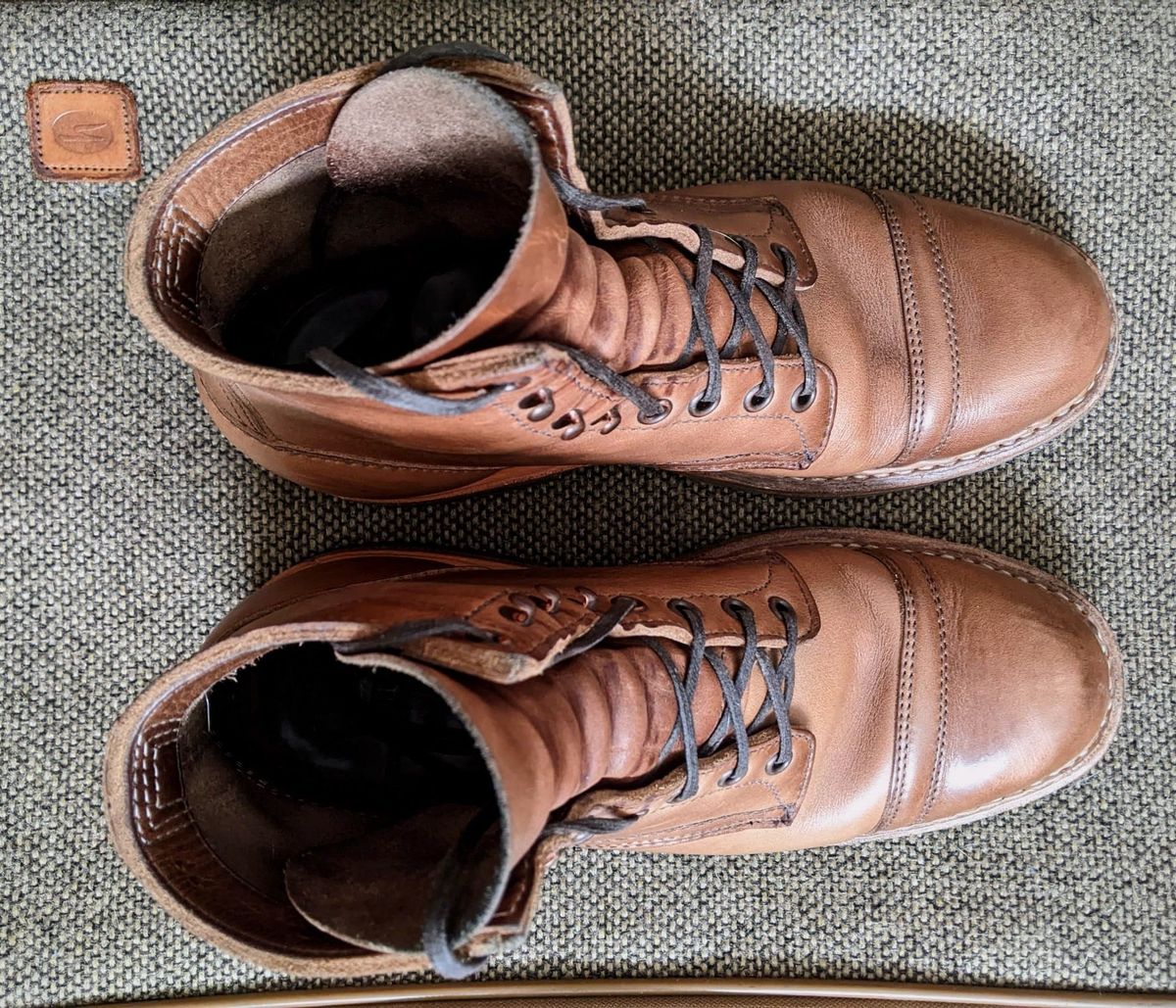 Photo by perfectpatina on November 5, 2022 of the White's MP-Sherman Toe Cap in Horween Natural Chromexcel.