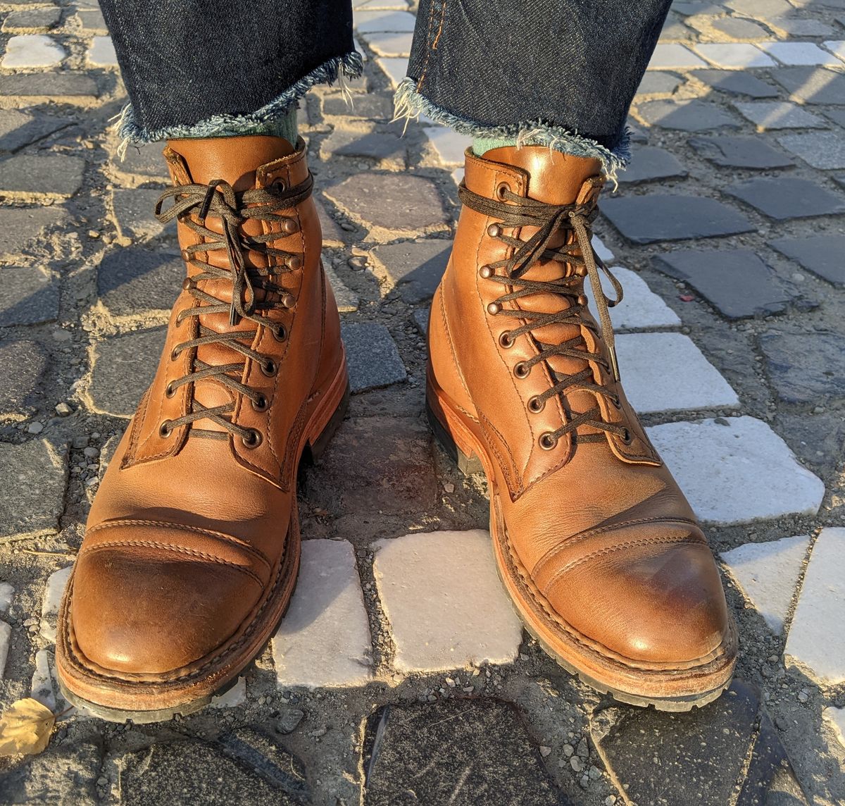 Photo by perfectpatina on November 2, 2022 of the White's MP-Sherman Toe Cap in Horween Natural Chromexcel.