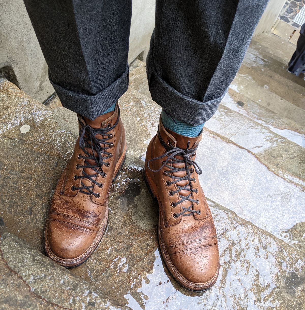 Photo by perfectpatina on November 21, 2022 of the White's MP-Sherman Toe Cap in Horween Natural Chromexcel.
