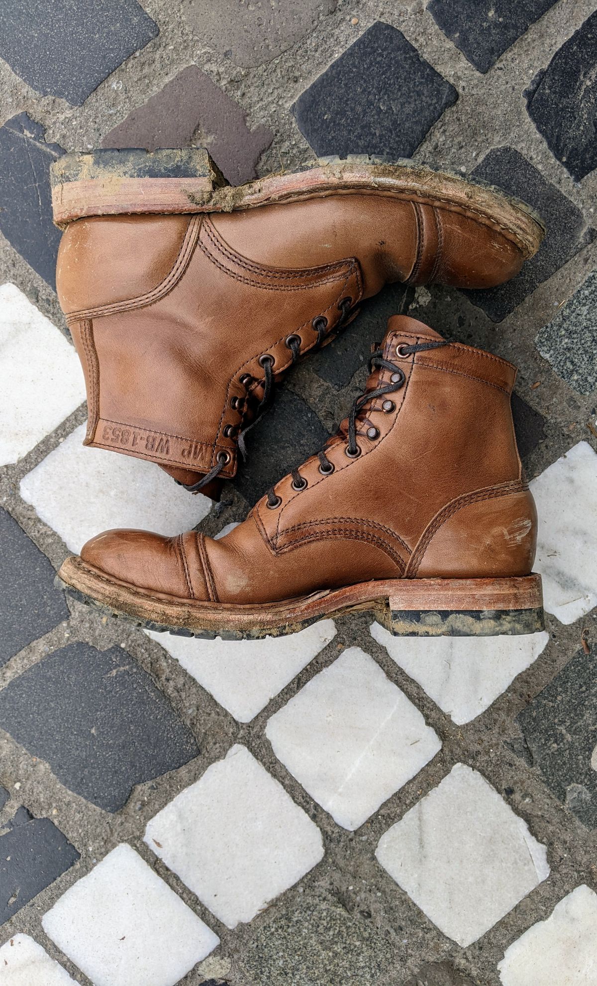 Photo by perfectpatina on December 5, 2022 of the White's MP-Sherman Toe Cap in Horween Natural Chromexcel.