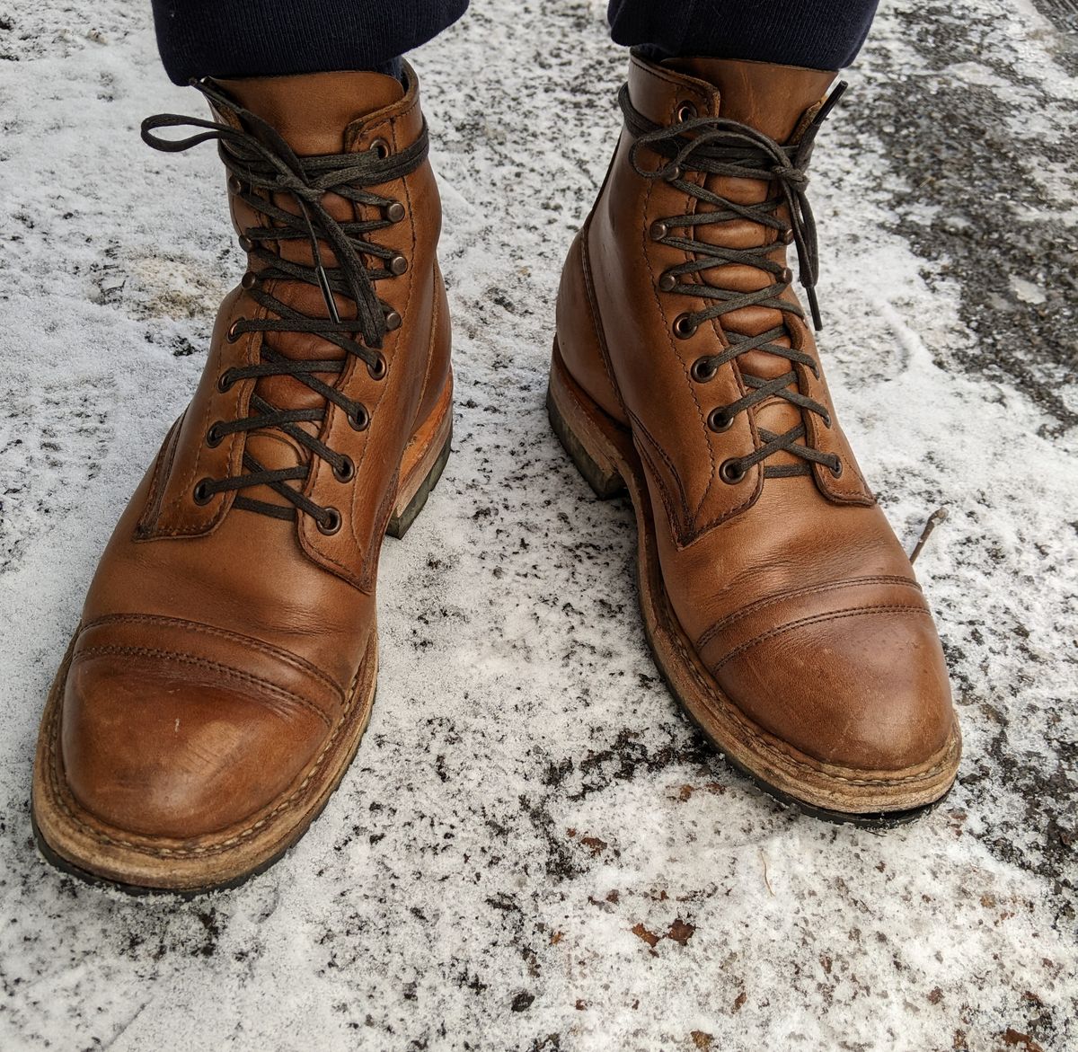 Photo by perfectpatina on December 12, 2022 of the White's MP-Sherman Toe Cap in Horween Natural Chromexcel.