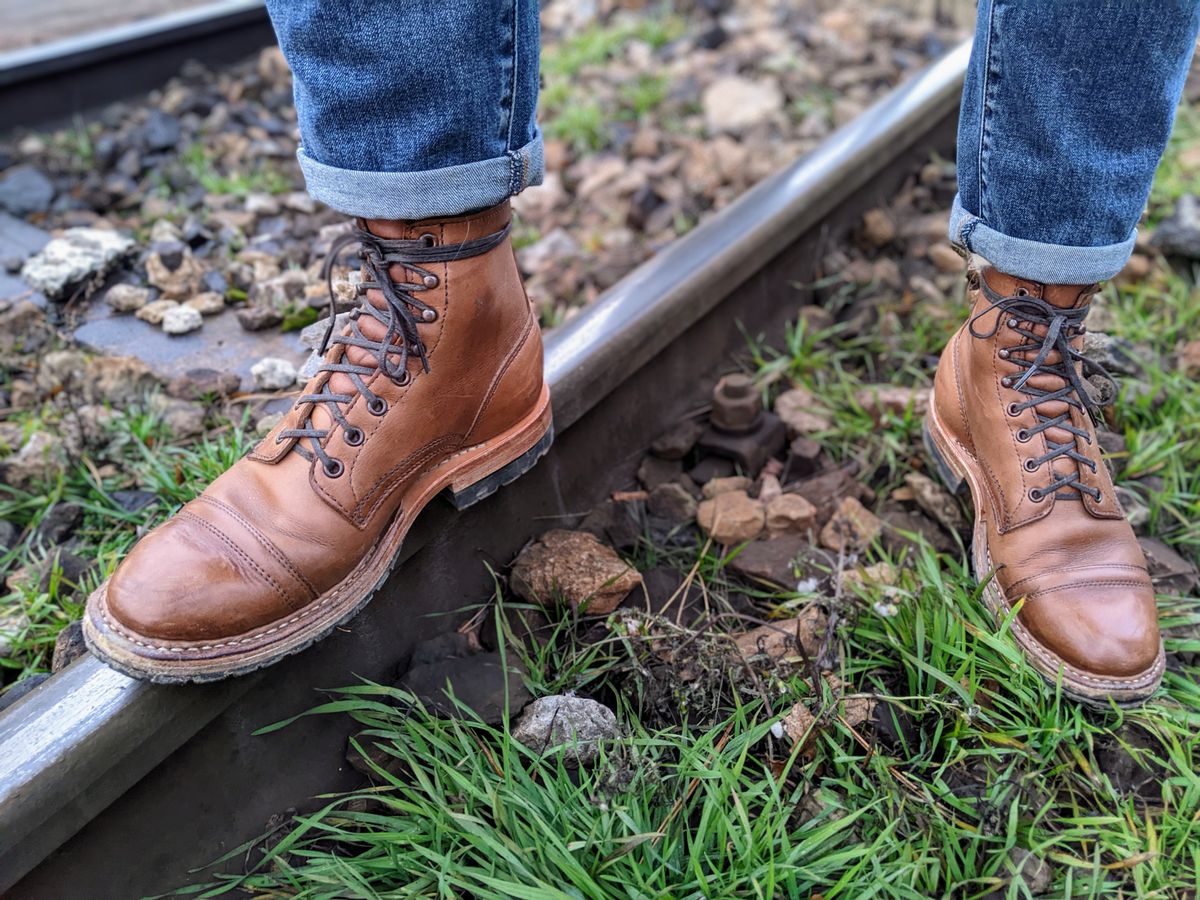 Photo by perfectpatina on January 5, 2023 of the White's MP-Sherman Toe Cap in Horween Natural Chromexcel.