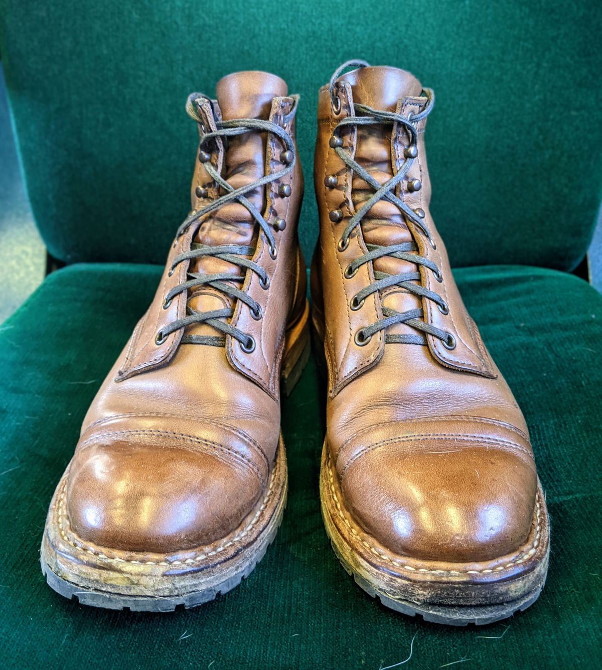 Photo by perfectpatina on January 5, 2023 of the White's MP-Sherman Toe Cap in Horween Natural Chromexcel.