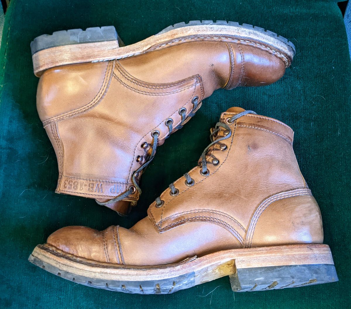 Photo by perfectpatina on January 5, 2023 of the White's MP-Sherman Toe Cap in Horween Natural Chromexcel.