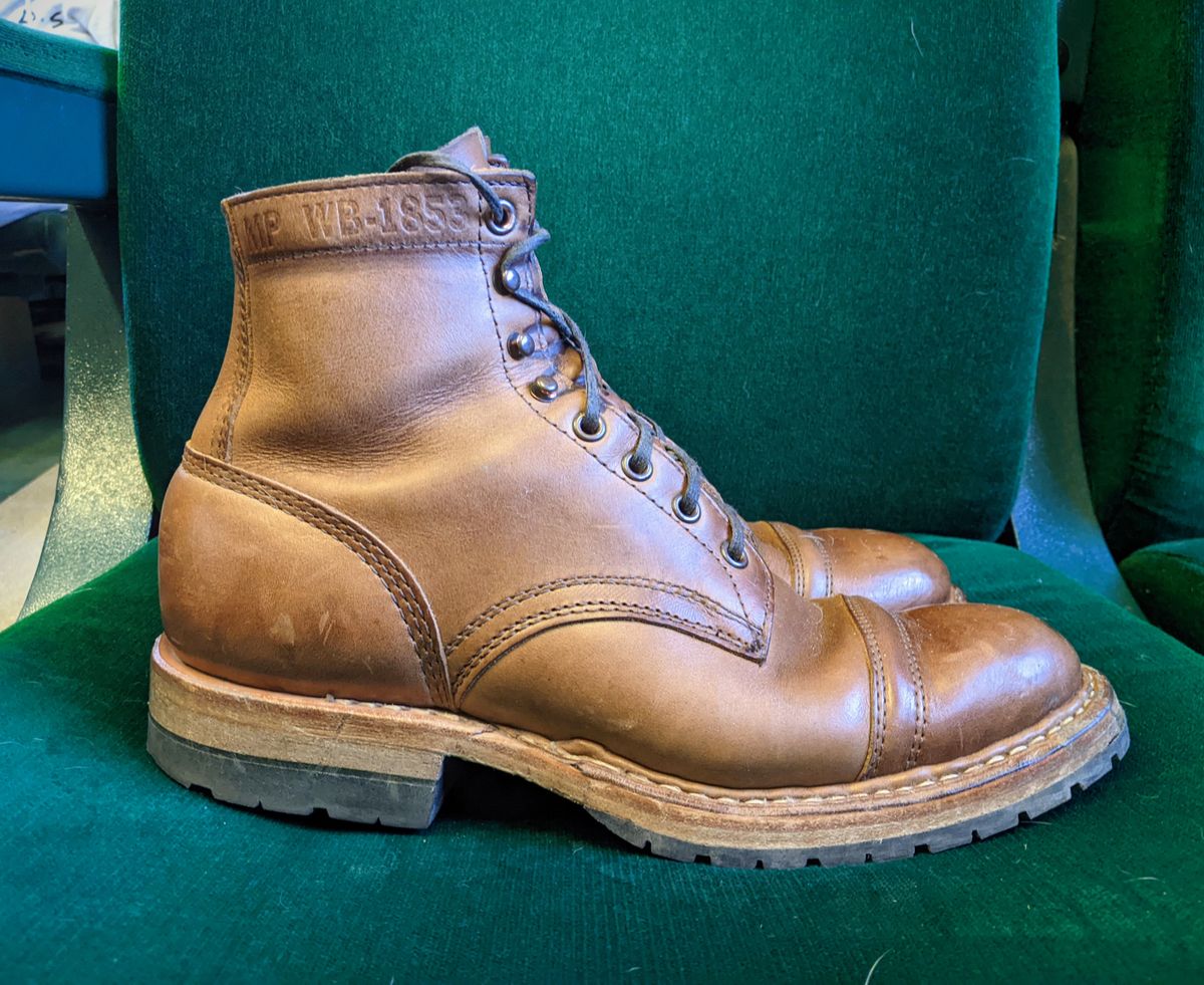 Photo by perfectpatina on January 5, 2023 of the White's MP-Sherman Toe Cap in Horween Natural Chromexcel.