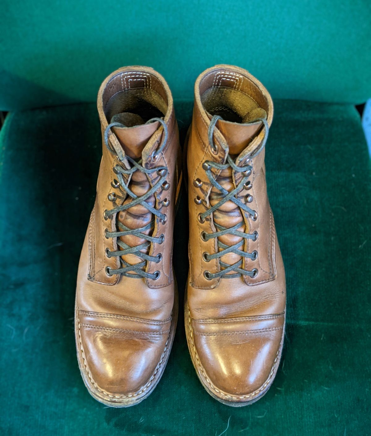 Photo by perfectpatina on January 5, 2023 of the White's MP-Sherman Toe Cap in Horween Natural Chromexcel.